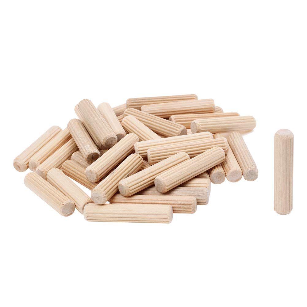 100 Pack 3/8" Wood Dowel Pins Straight Grooved Pins for Furniture Door and Dowel jig 3/8"x2.4" wooden dowel pins