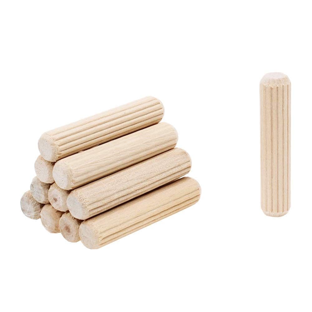 Wood Dowel Pins 3/8" Straight Grooved 2.4" Hardwood