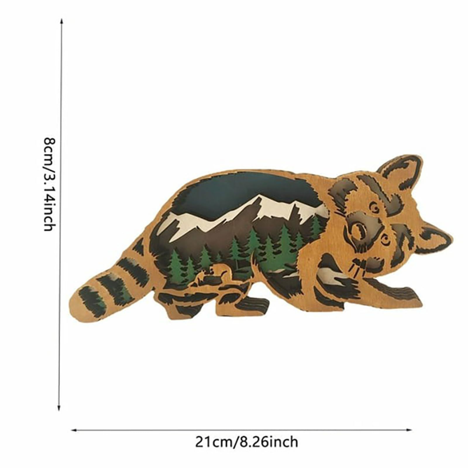 Wooden Forest Animals Decor,Rustic Decor Wall Decorations Mountain Decor for Bedroom Living Room Table Decorative (Raccoon)