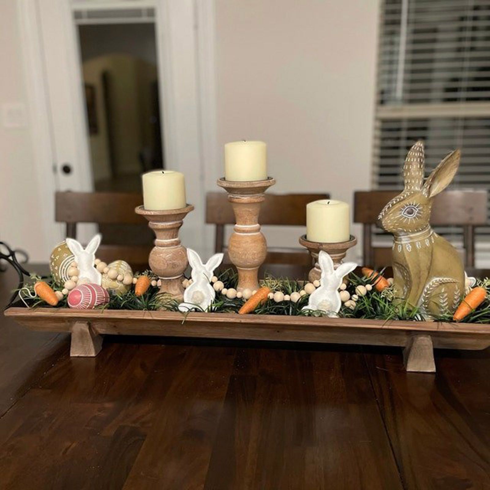 Easter Bunny Carrot Garland, Easter Bunny Carrot Decorations Stuffed Rabbit Plaited Carrot Wooden Beads Banner