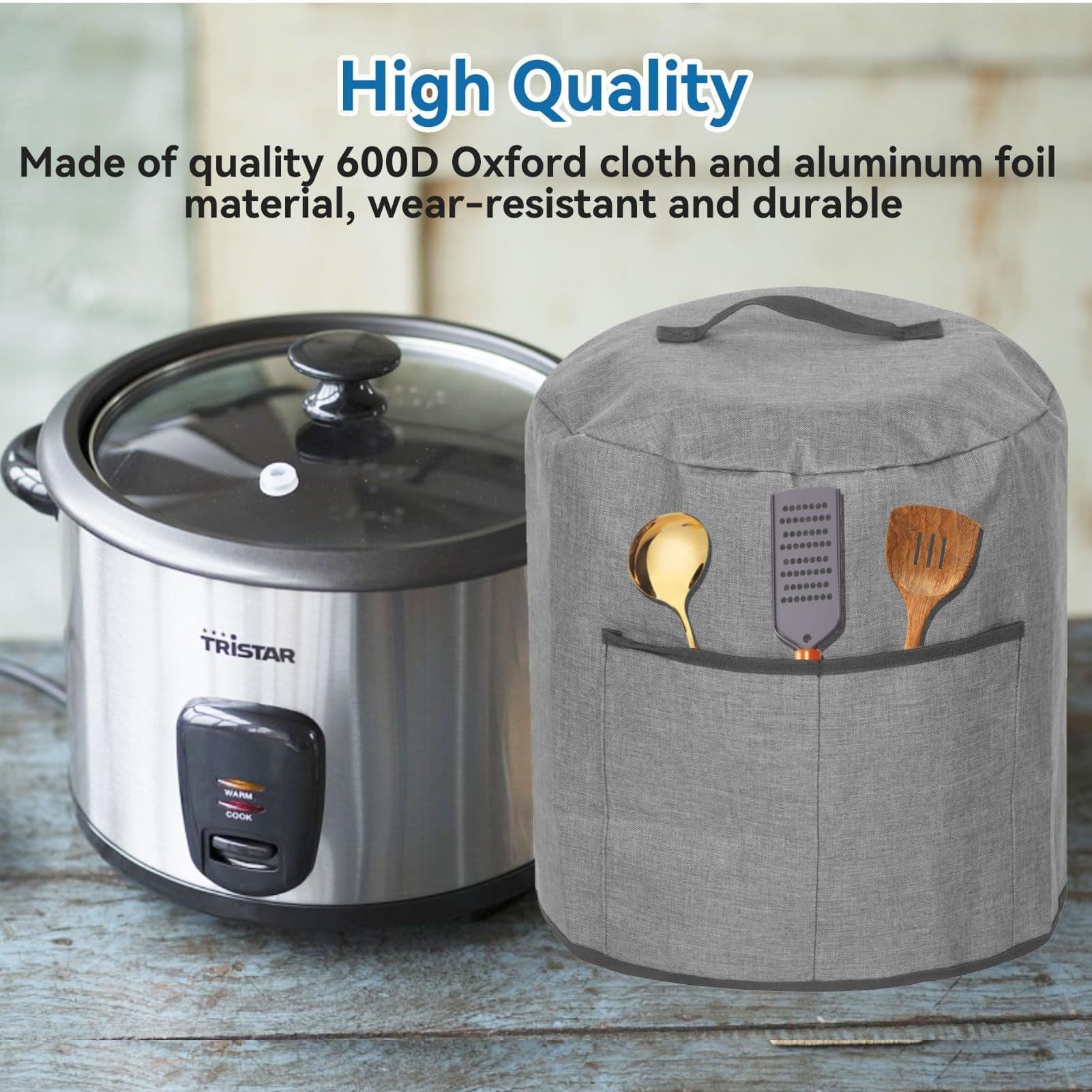 Air Fryer Cover Dust Cover, Round Protective Cover Bag with 2 Pocket and Handle for Electric Pressure Cooker /rice Cooker (Black)