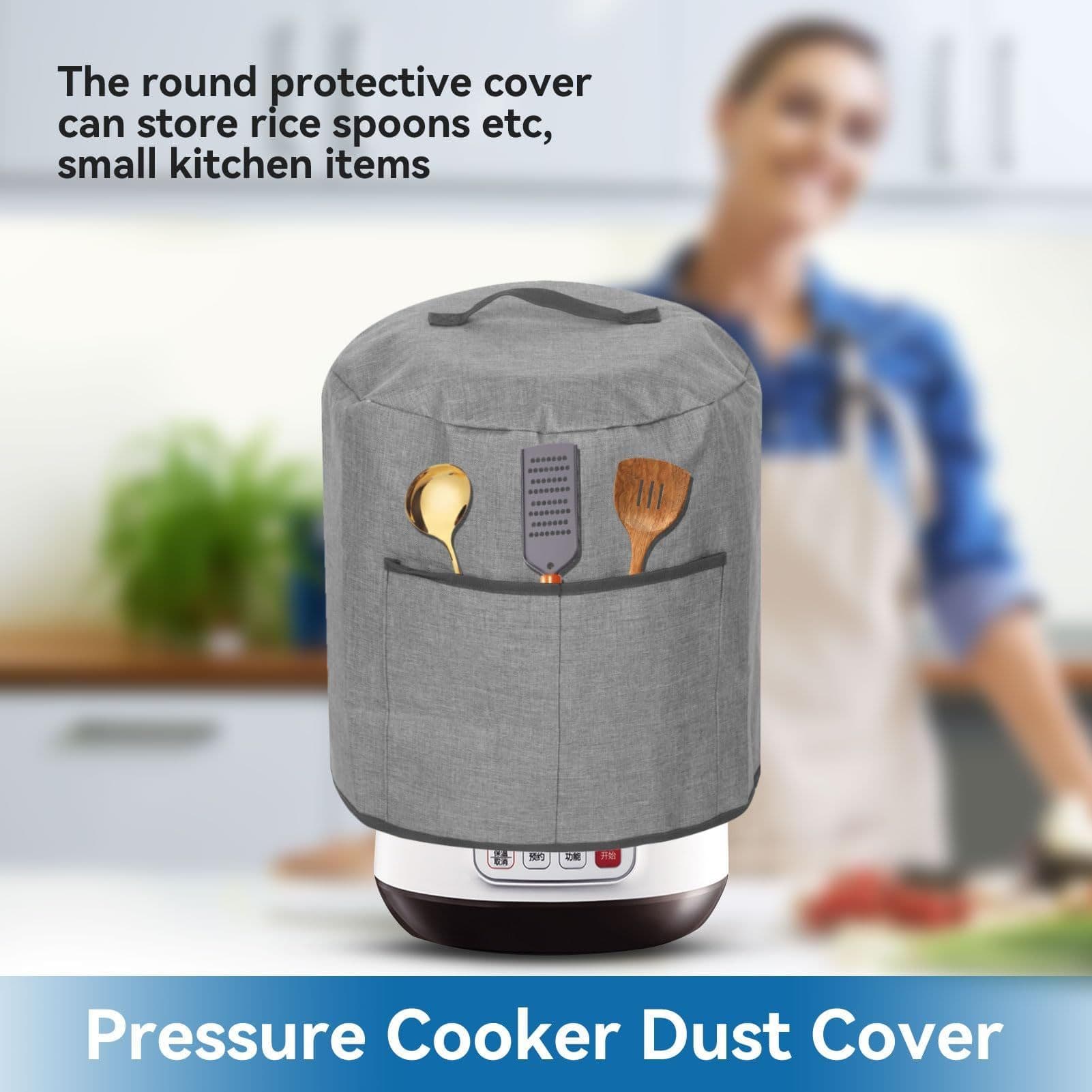 Air Fryer Cover Dust Cover, Round Protective Cover Bag with 2 Pocket and Handle for Electric Pressure Cooker /rice Cooker (Black)