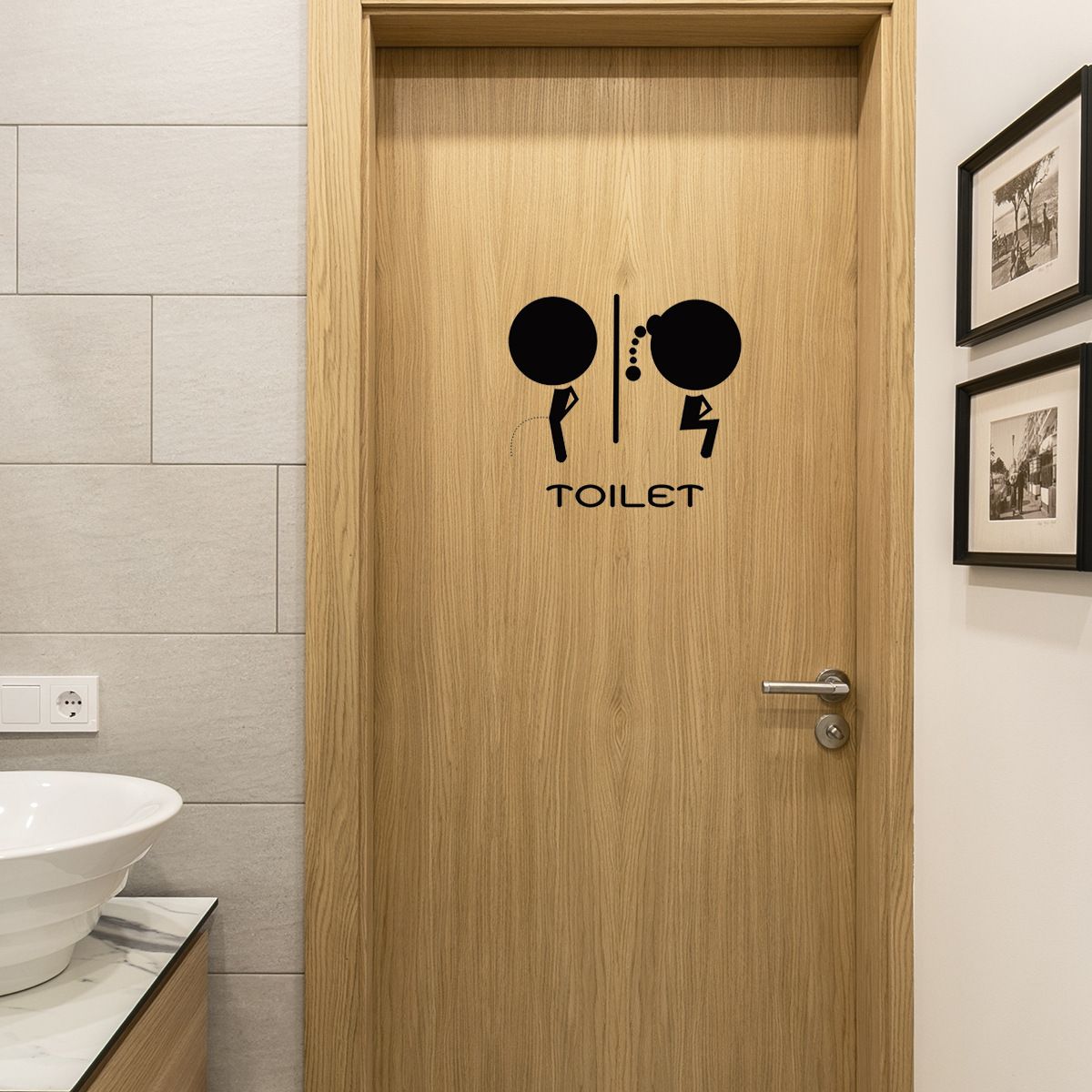 DIY Removable Man Woman Washroom Toilet Bathroom WC Sign, Door Accessories Wall Sticker Home Decor for Kids