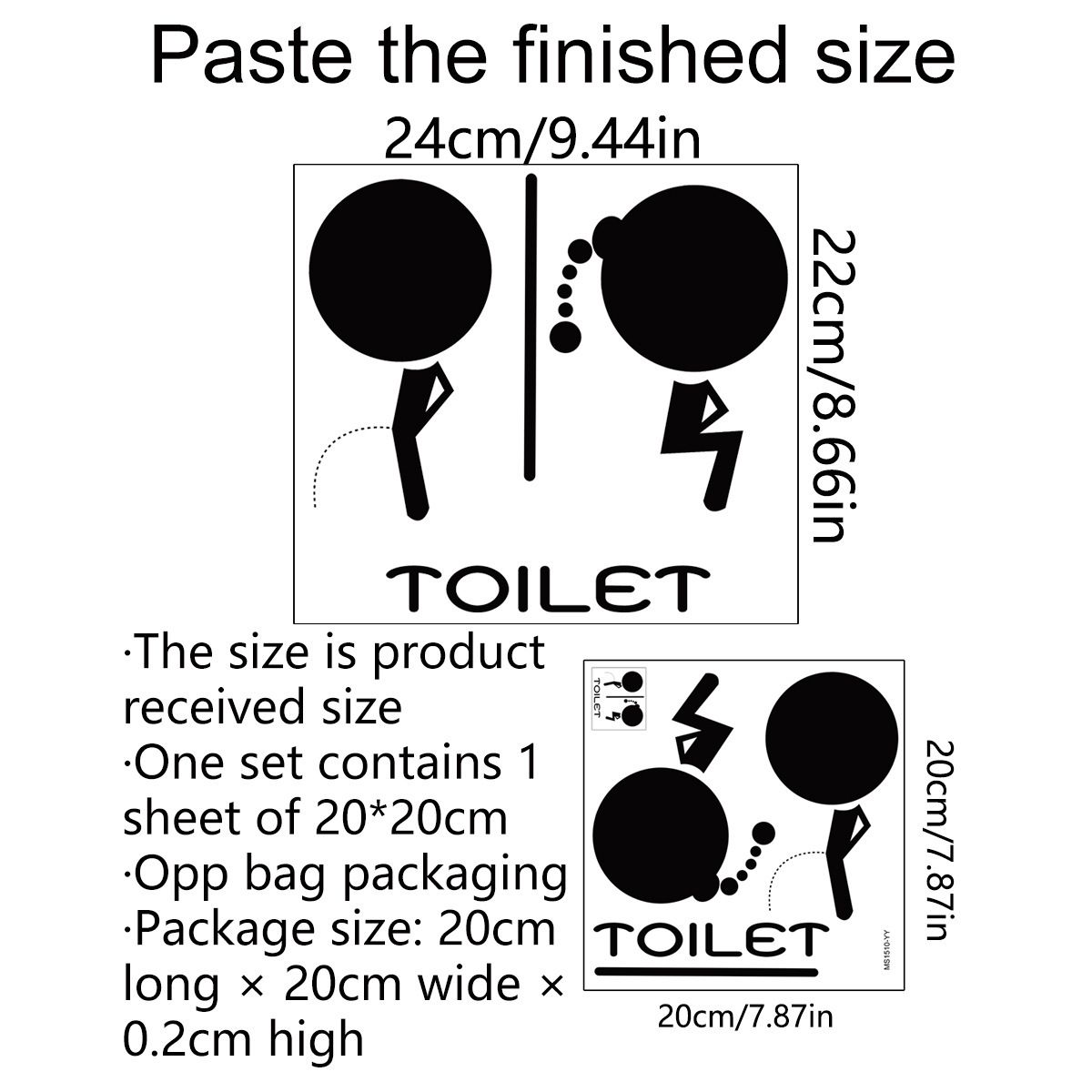 DIY Removable Man Woman Washroom Toilet Bathroom WC Sign, Door Accessories Wall Sticker Home Decor for Kids