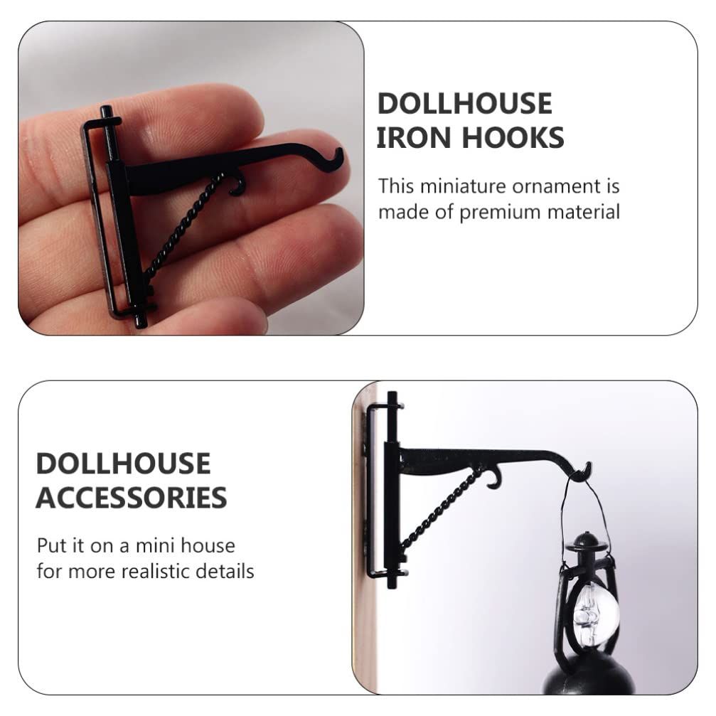 4pcs Miniature Dollhouse Plant Bracket Dollhouse Plant Hangers Wall Hooks Iron Wall Hooks for Plant Hanging Bird Feeder Dollhouse