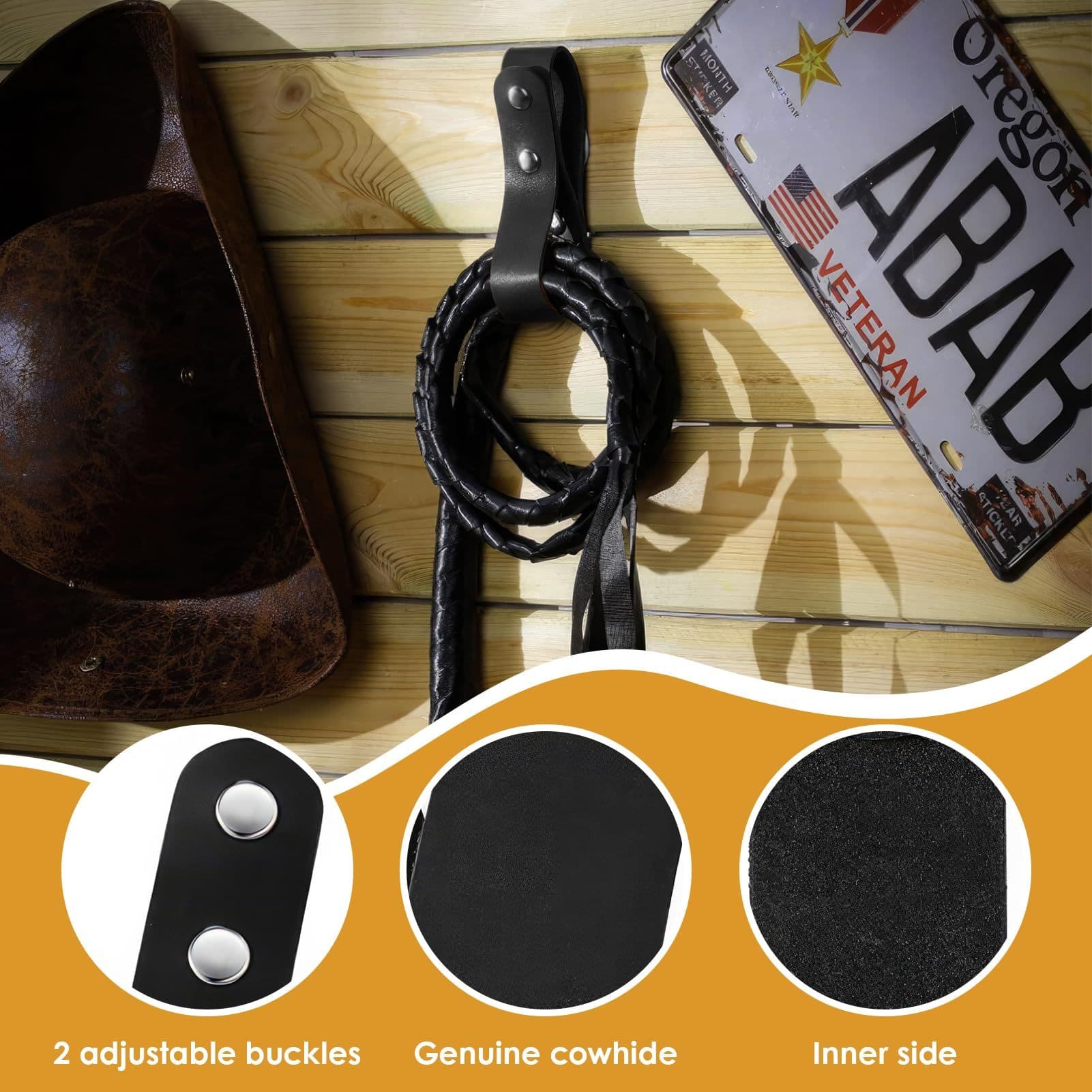Leather Whip Holster Set Soft Comfortable 2 Piece Black