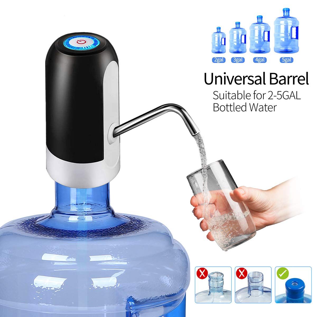 1 pcs Water Bottle Pump 5 Gallon USB Charging Automatic Drinking Portable Electric Water Dispenser/Switch