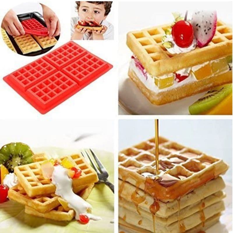 Silicone Waffle Mold Nonstick Flexible Baking Tray Heat Resistant Rectangle for Waffles Chocolate Cake 2 Piece