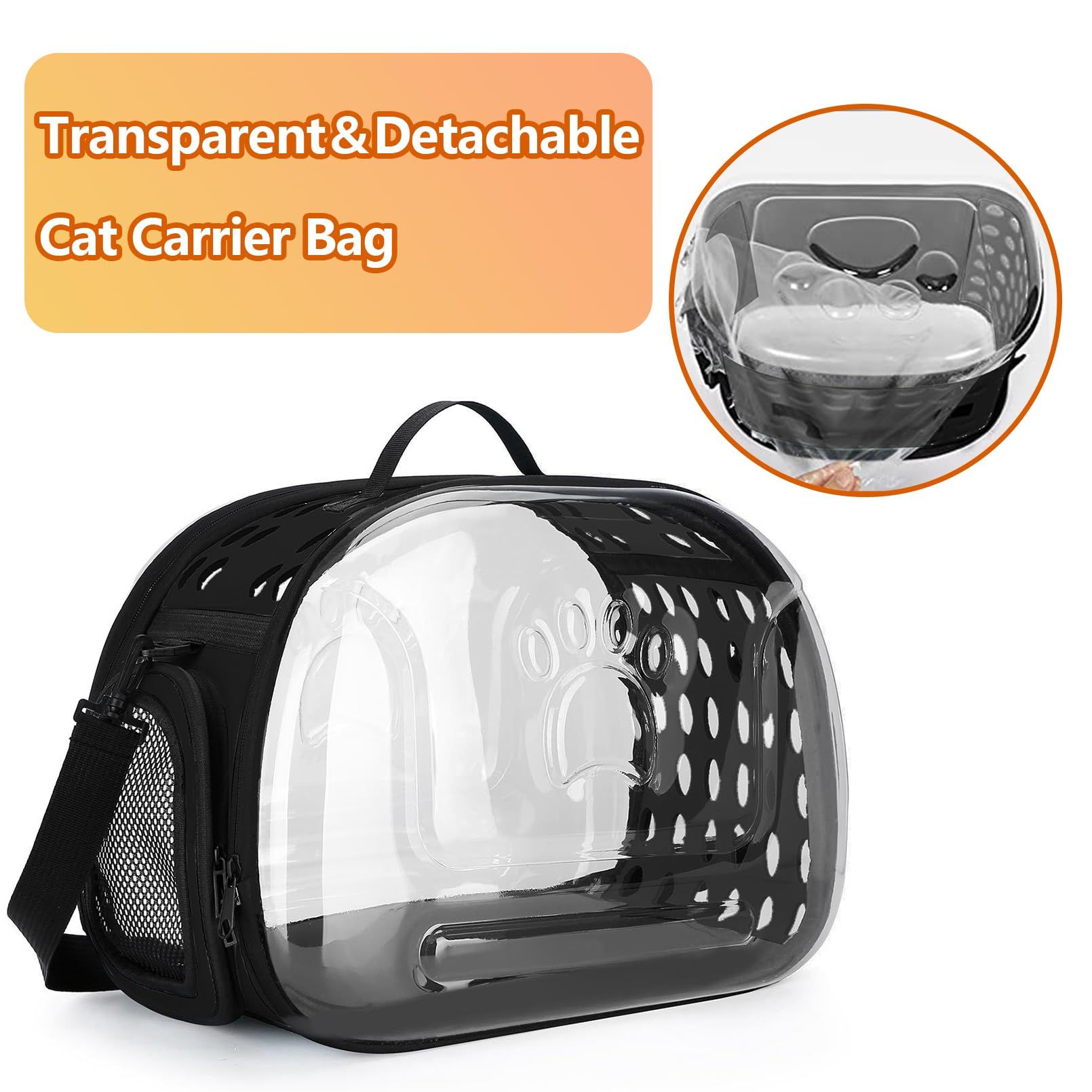Transparent Cat Carrier Portable Small Cat Carried Bag Foldable Soft-Sided Pet Carriers for Kitten Small Dog Travel (Apricot)