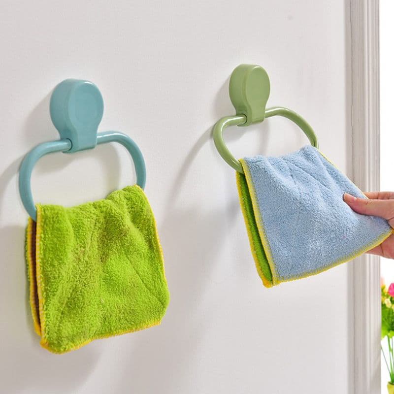 Oval Towel Hanger Adhesive Hand Towel Holder Bathroom Shower Washcloth Holder Towel Bar