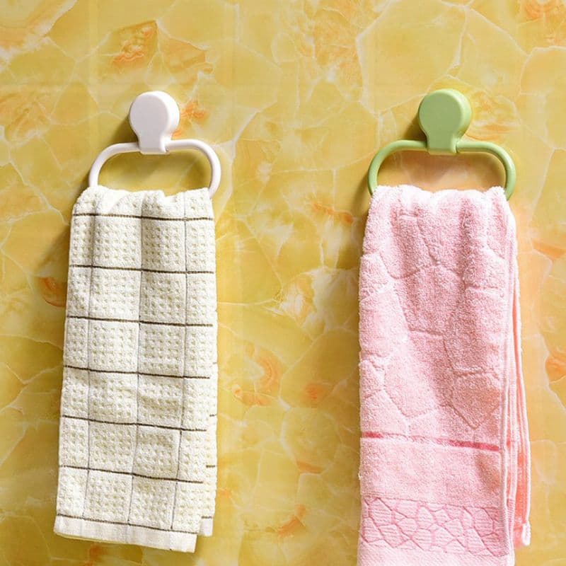 Oval Towel Hanger Adhesive Hand Towel Holder Bathroom Shower Washcloth Holder Towel Bar