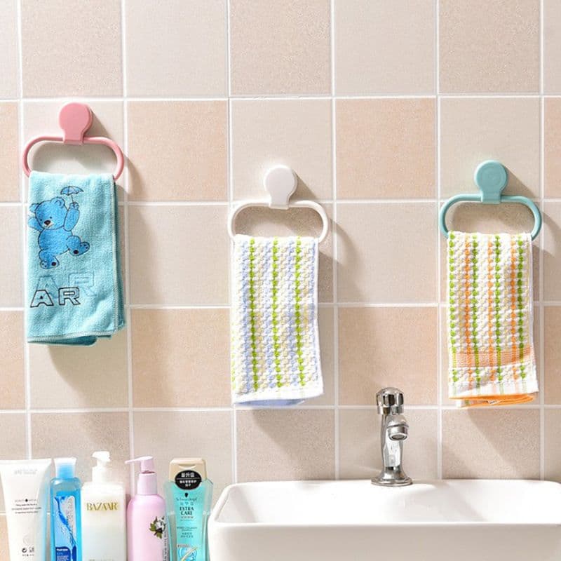 Oval Towel Hanger Adhesive Hand Towel Holder Bathroom Shower Washcloth Holder Towel Bar