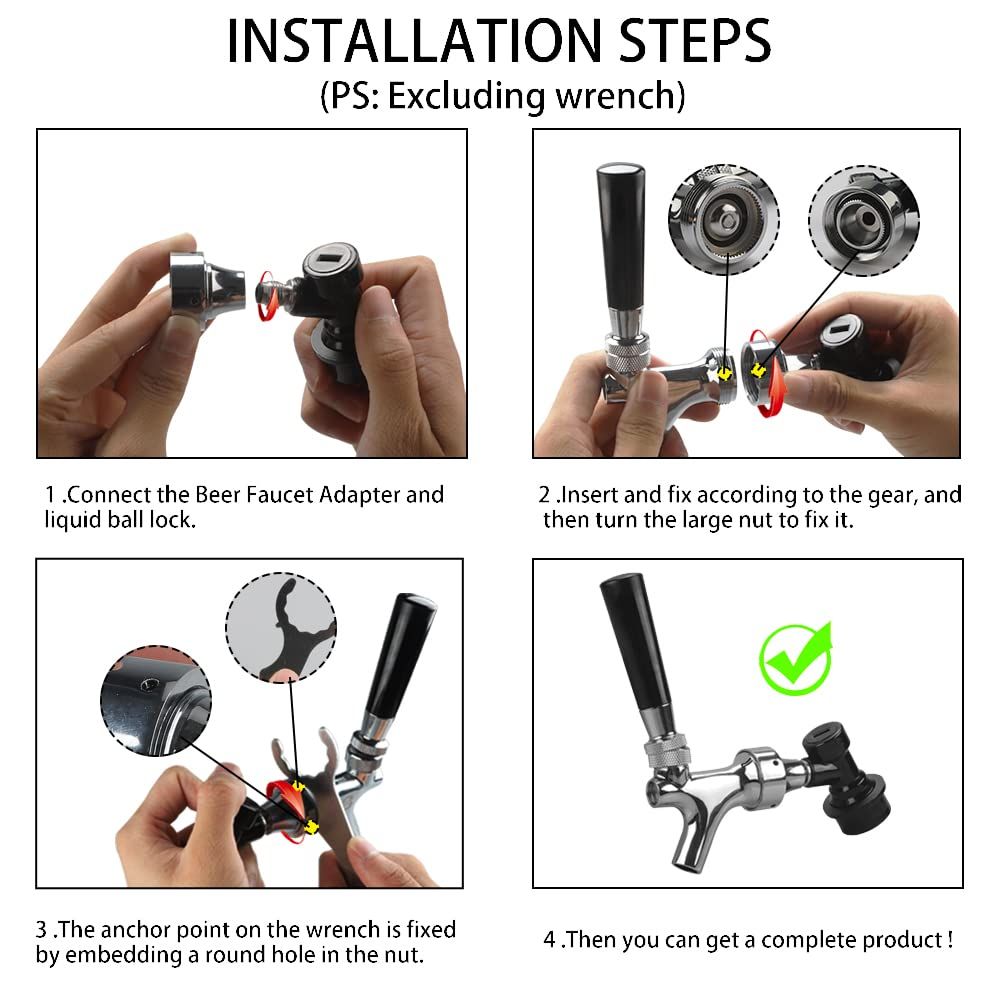 Stainless Steel Stem Beer keg Tap Faucet with Ball Lock disconnect chromed body Serving Beverages at Festivals, Picnics