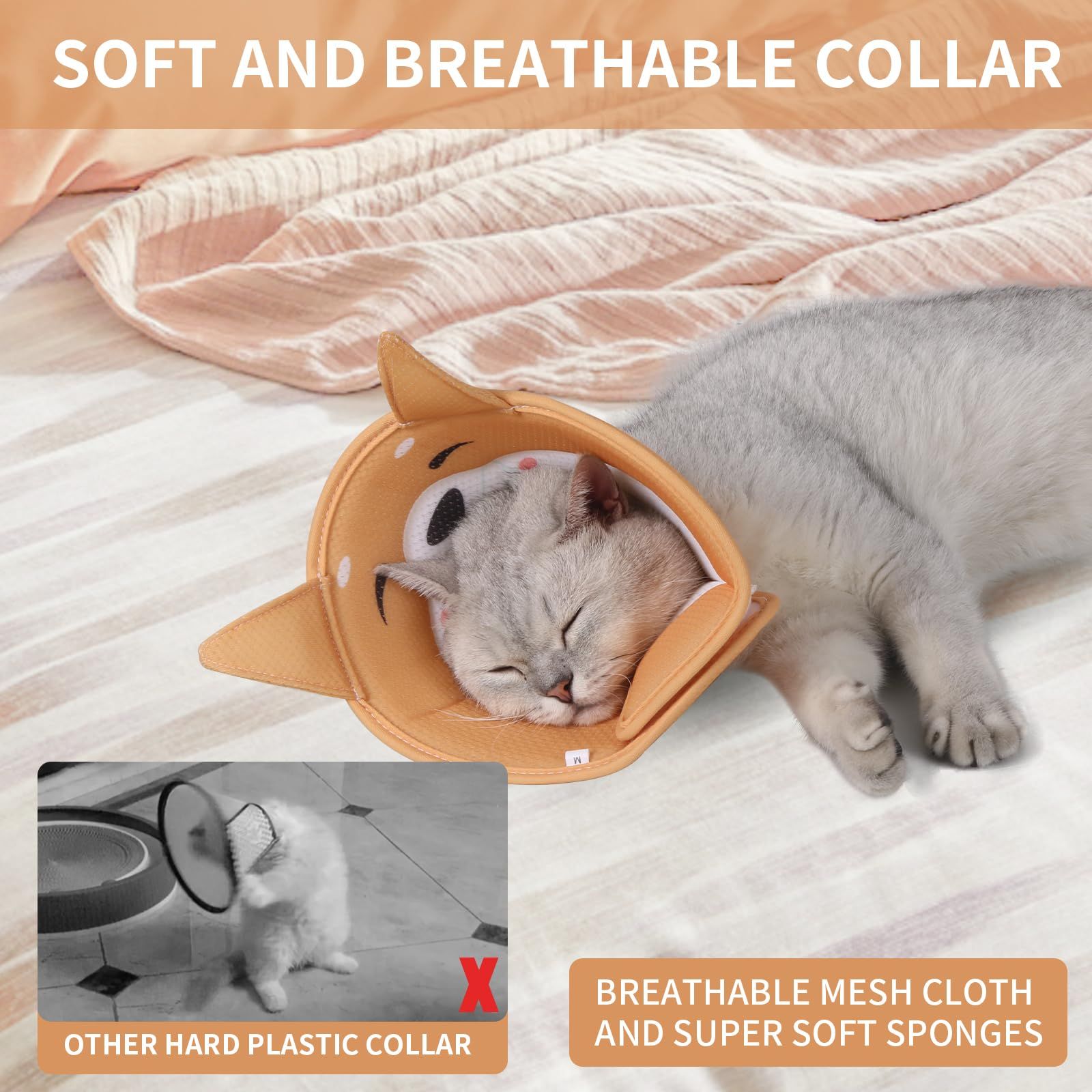 Cat Recovery Collar Cone,Adjustable Cat Cone Collar Soft,Cone for Cat After Surgery,Kitten Cone,Small