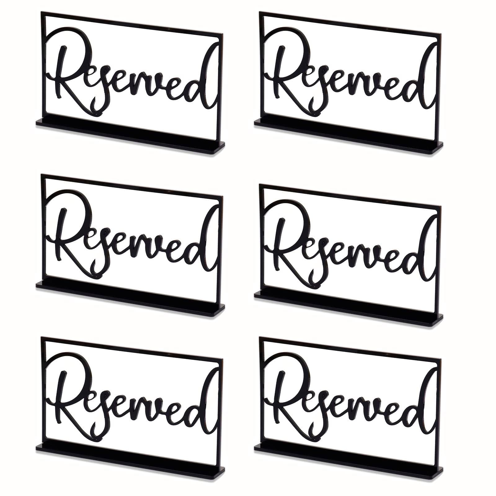 6 Piece Acrylic Reserved Signs for Wedding Party Table Seating 17 x 10 cm Clear