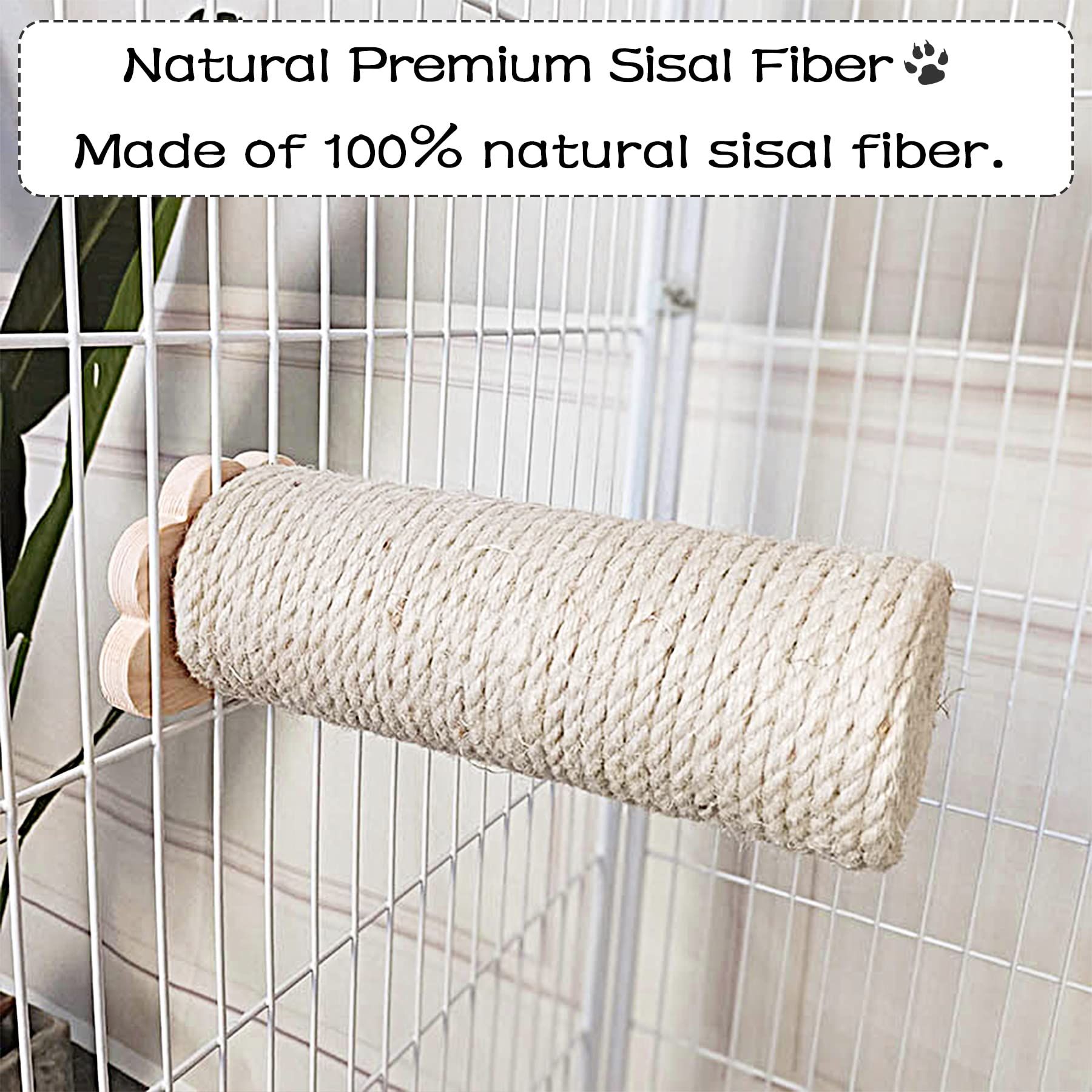 1/4 inch 6mm Cats Sisal Rope 65.6 Feet(20M) Cat Scratching Post Replacement Hemp Rope for String Kittens Shelves Furniture Toys