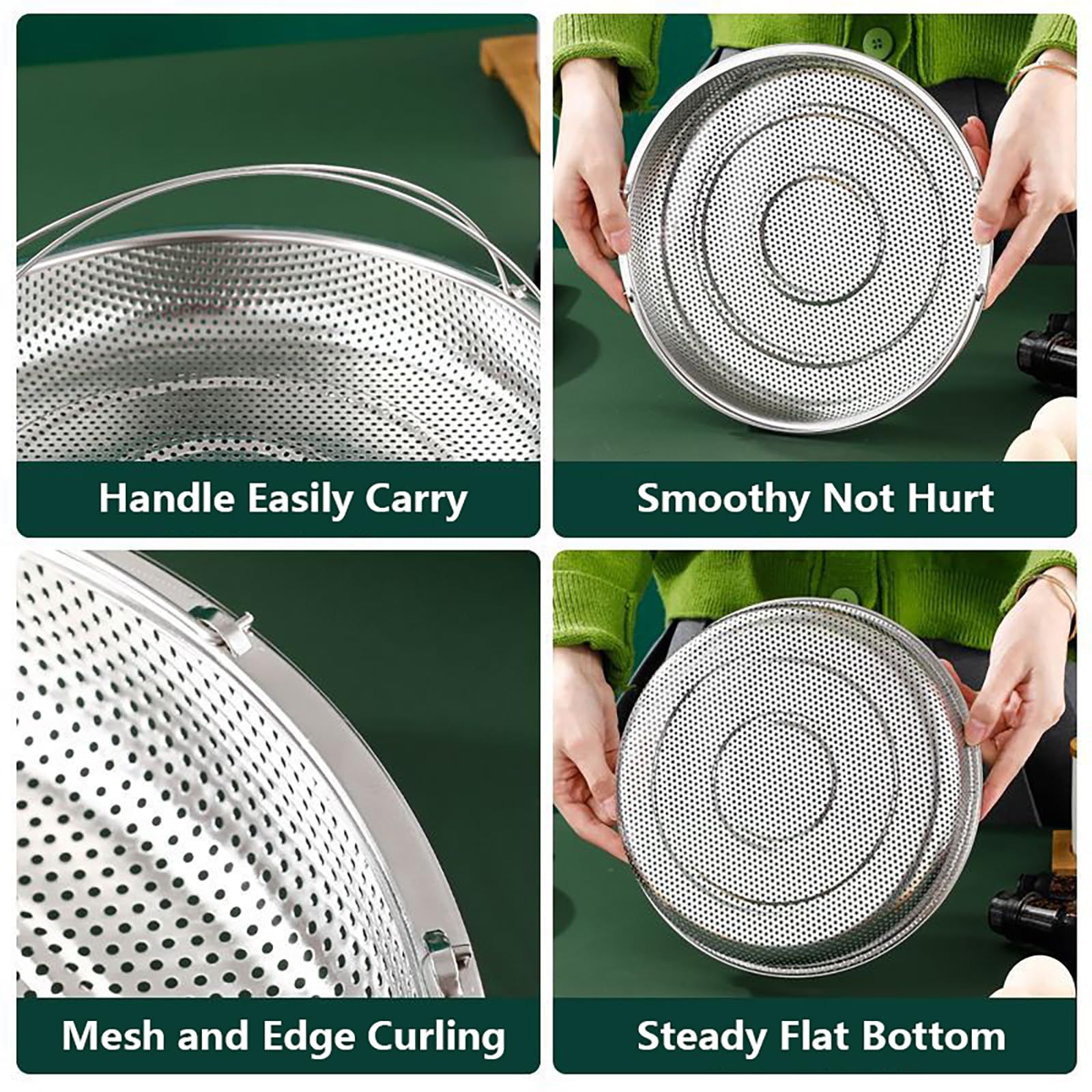 Steamer Basket for Steaming Vegetable Dumplings, Rice Pasta Fruit Washer, Stainless Steel Food Steamer Basket with and Base Leg