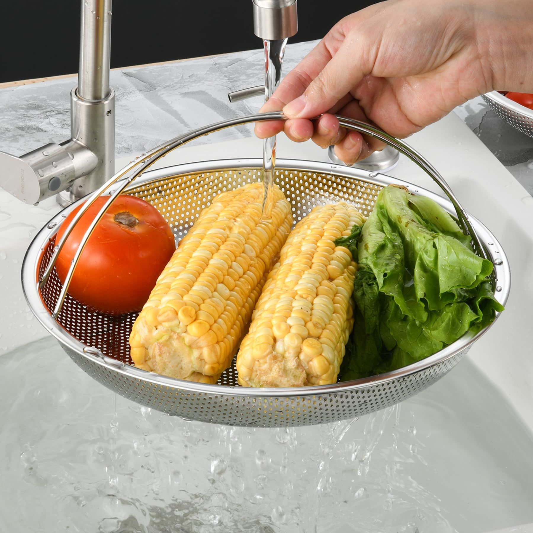 Steamer Basket for Steaming Vegetable Dumplings, Rice Pasta Fruit Washer, Stainless Steel Food Steamer Basket with and Base Leg