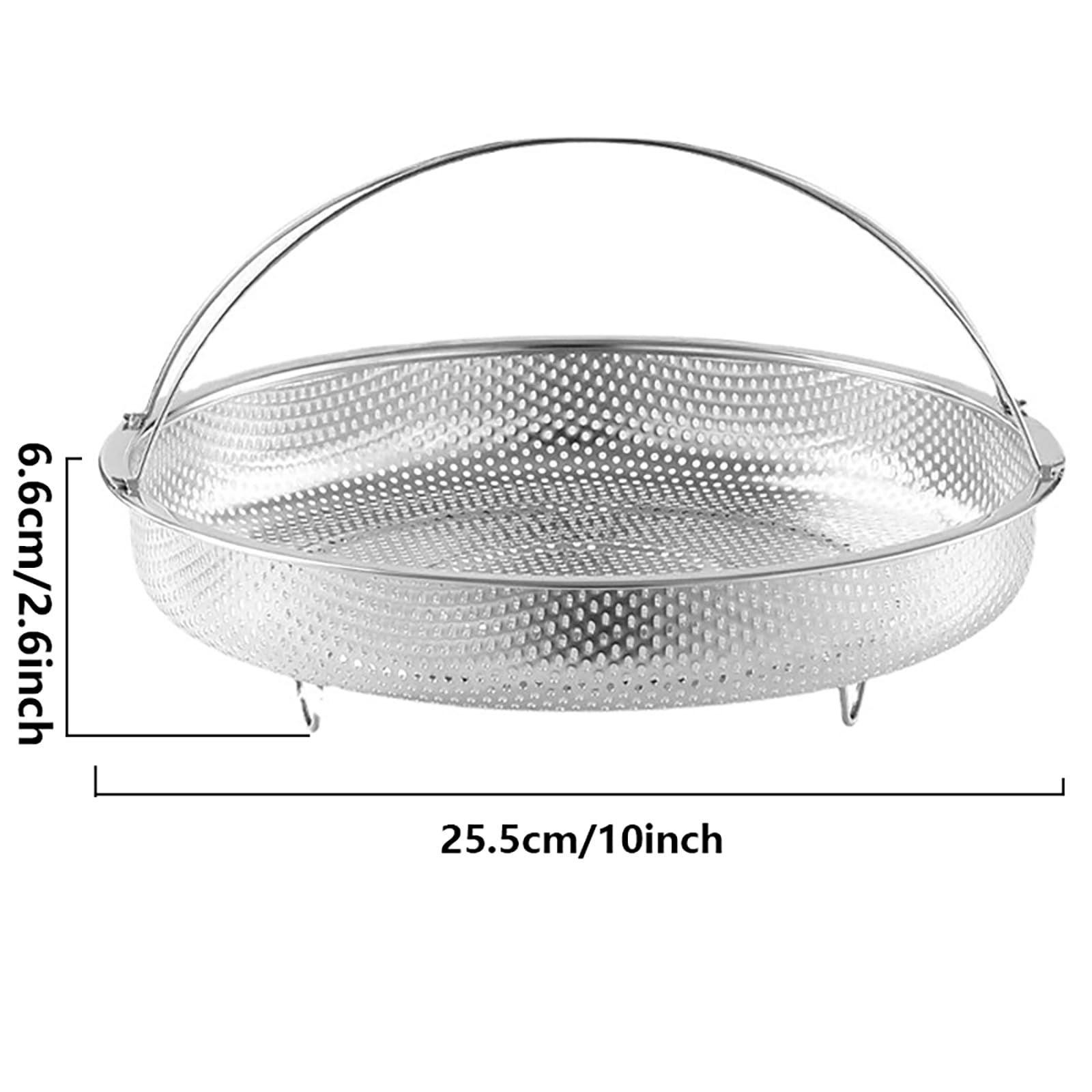 Steamer Basket for Steaming Vegetable Dumplings, Rice Pasta Fruit Washer, Stainless Steel Food Steamer Basket with and Base Leg