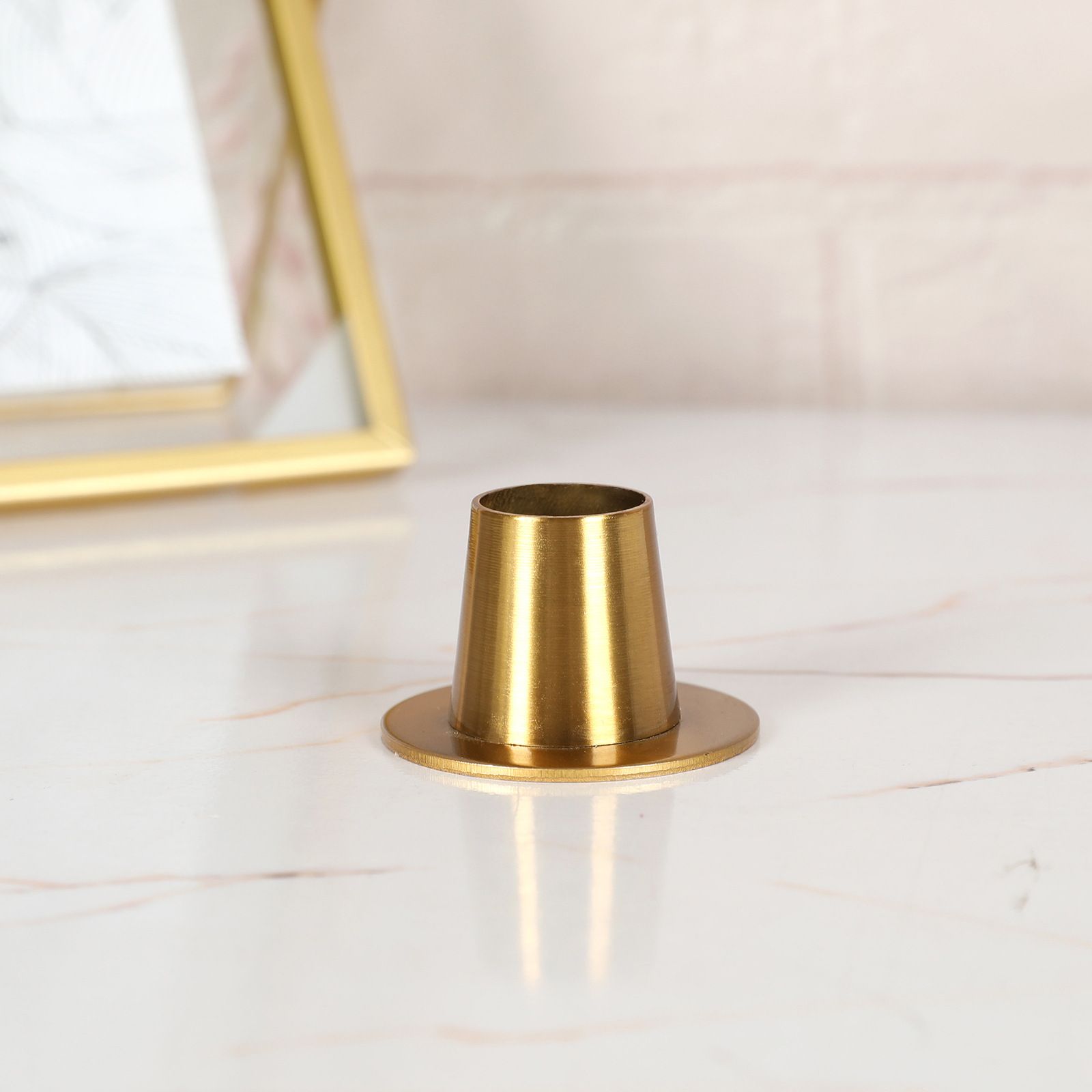 Taper Candle Holders Gold: 8 Set of Brass Candlestick Tapered Holder Bulk Vintage Candles Stick Tapers Holder Short Iron Candle