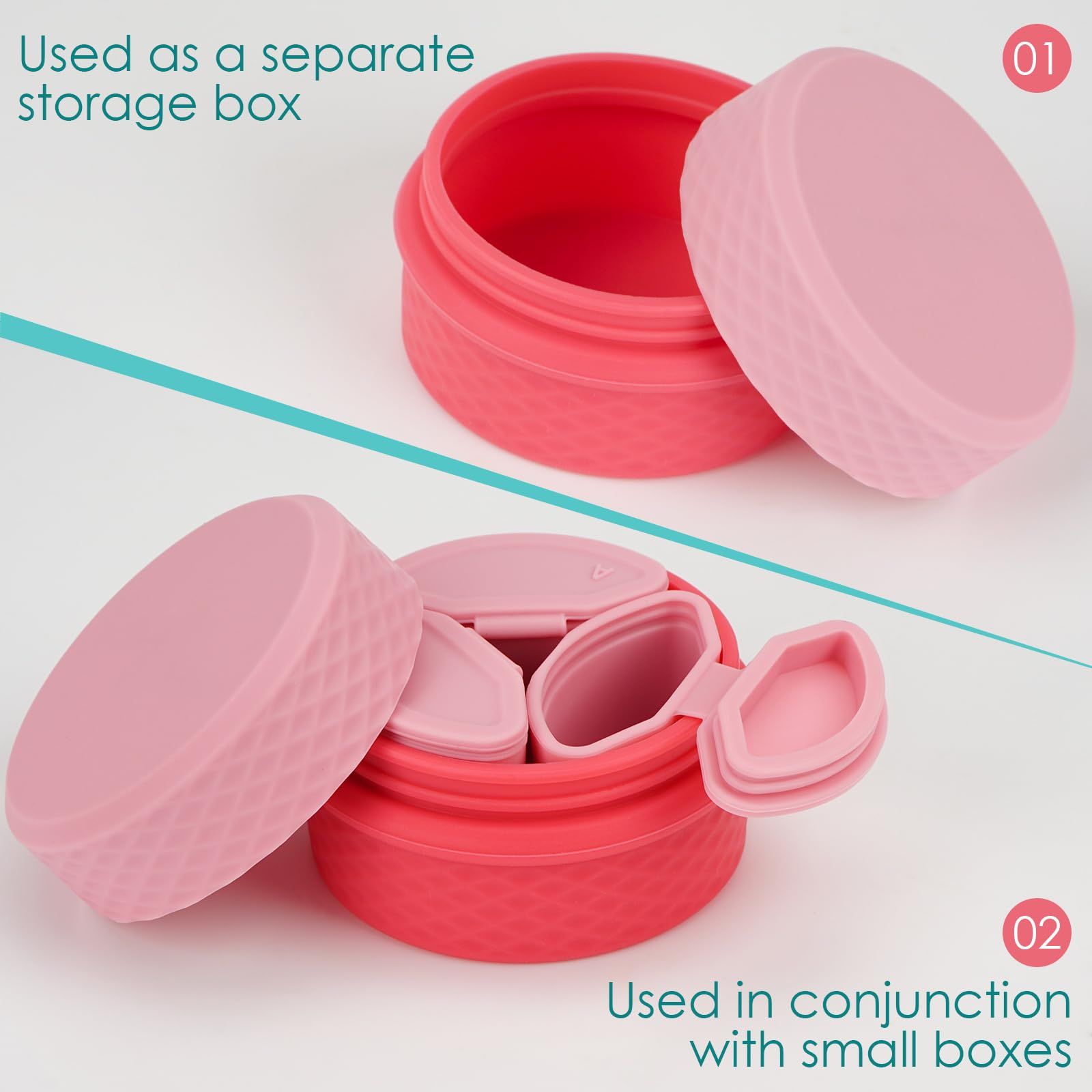 2 Pack Silicone Makeup Containers, Leak-Proof Travel Cosmetic Jars for Creams with Lid, Travel Essentials Accessories (Blue, Pink)
