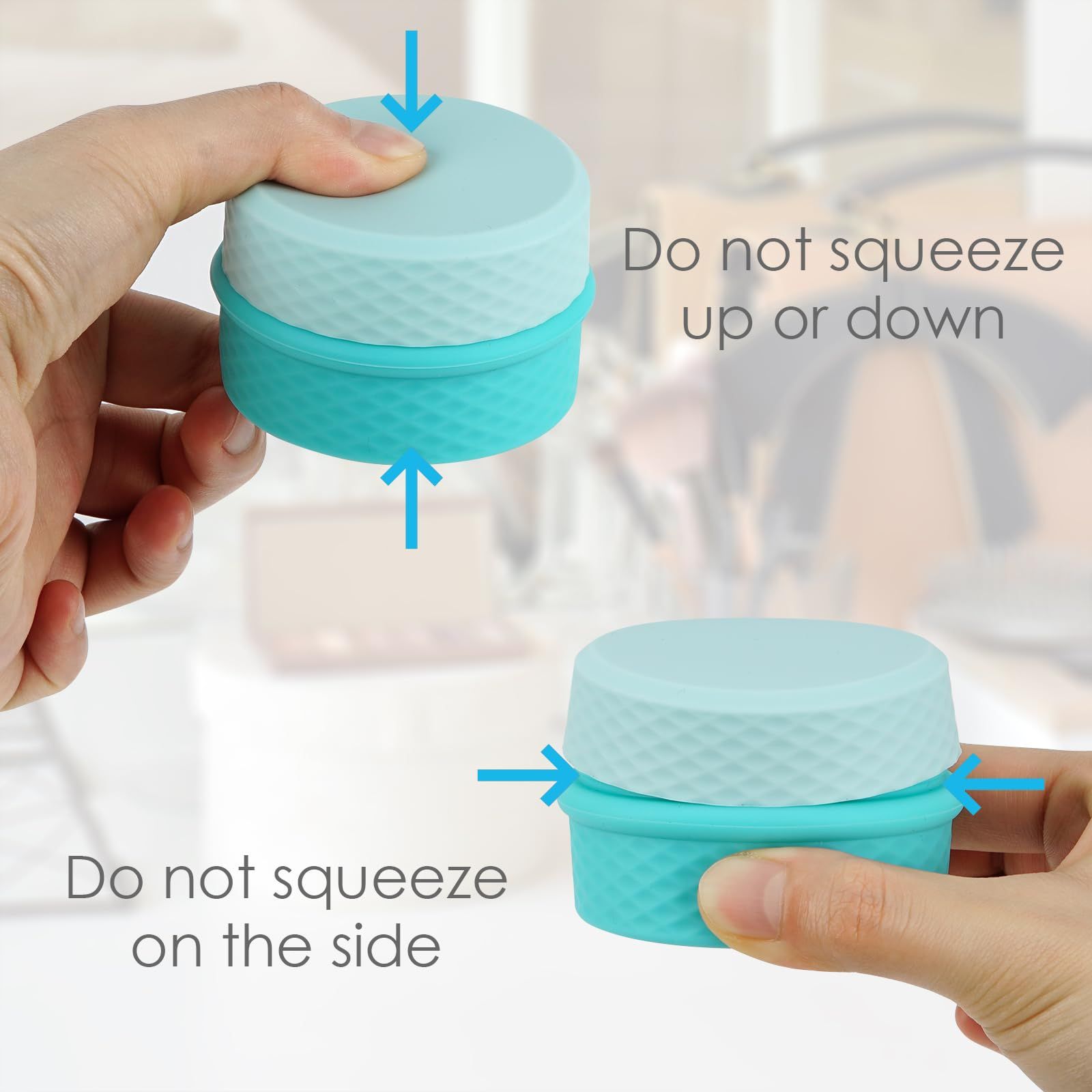 2 Pack Silicone Makeup Containers, Leak-Proof Travel Cosmetic Jars for Creams with Lid, Travel Essentials Accessories (Blue, Pink)