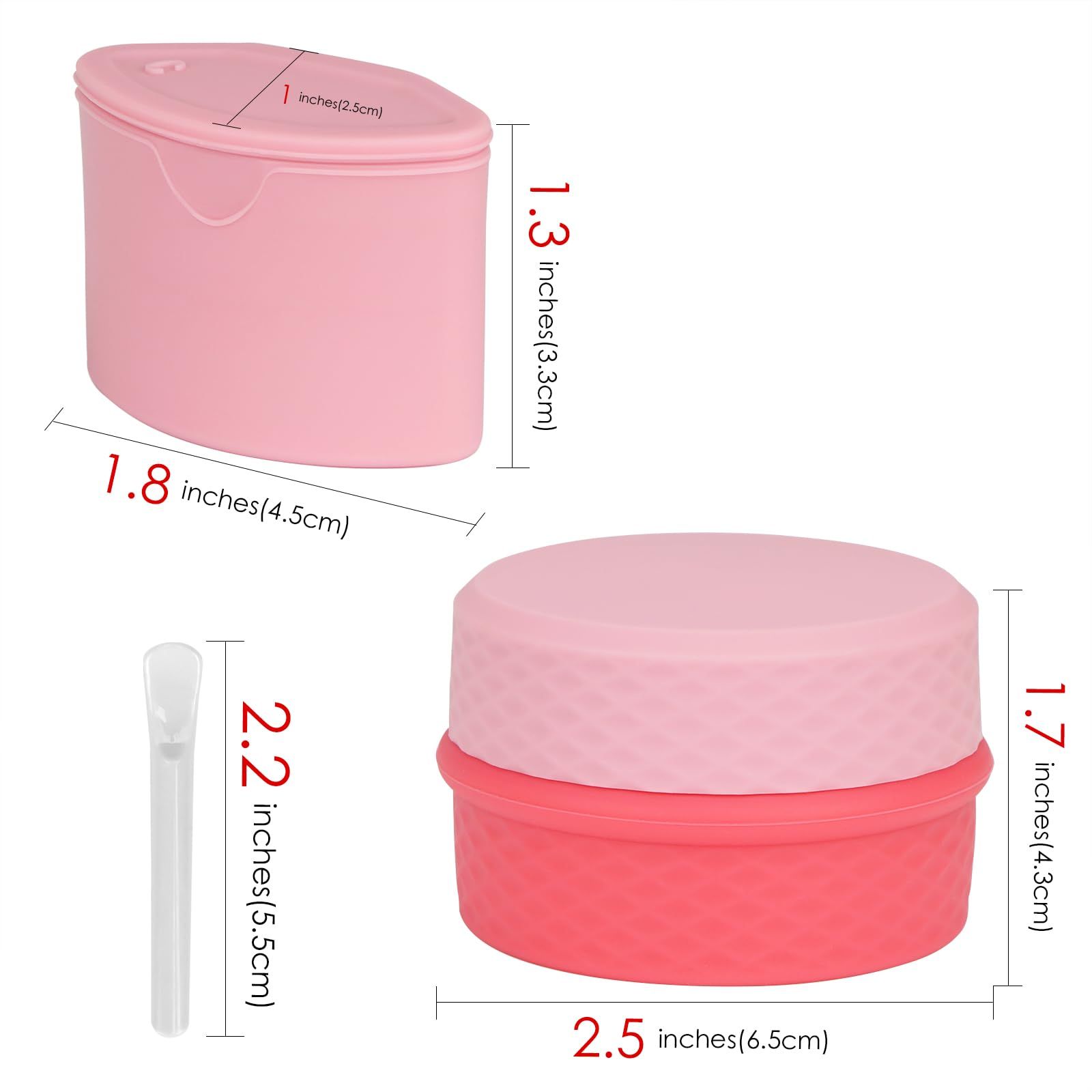 2 Pack Silicone Makeup Containers, Leak-Proof Travel Cosmetic Jars for Creams with Lid, Travel Essentials Accessories (Blue, Pink)