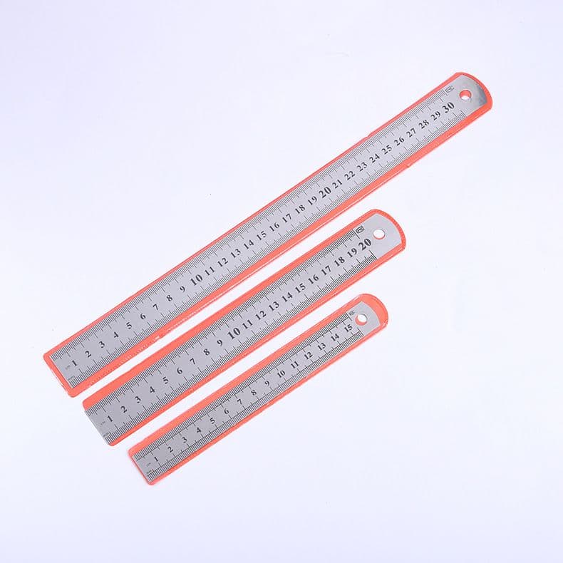 Metal Ruler Set 3 Piece Stainless Steel 6 Inch 8 Inch 12 Inch Metric and Imperial Measurements