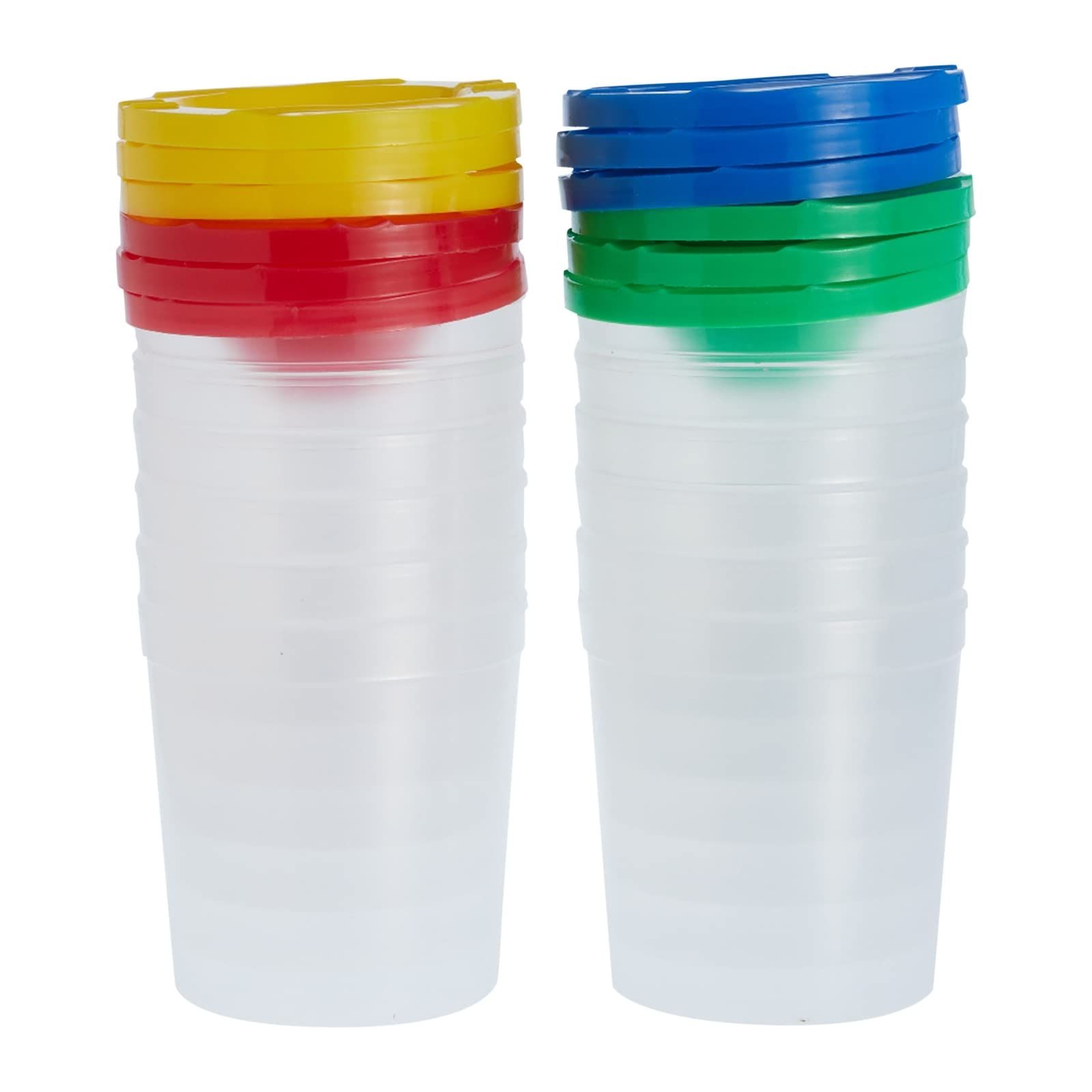 12 Pack No Spill Paint Cups With Lids for Kids, Arts and Crafts Supplies for Classrooms (4 Colors, 3 x 3 In)