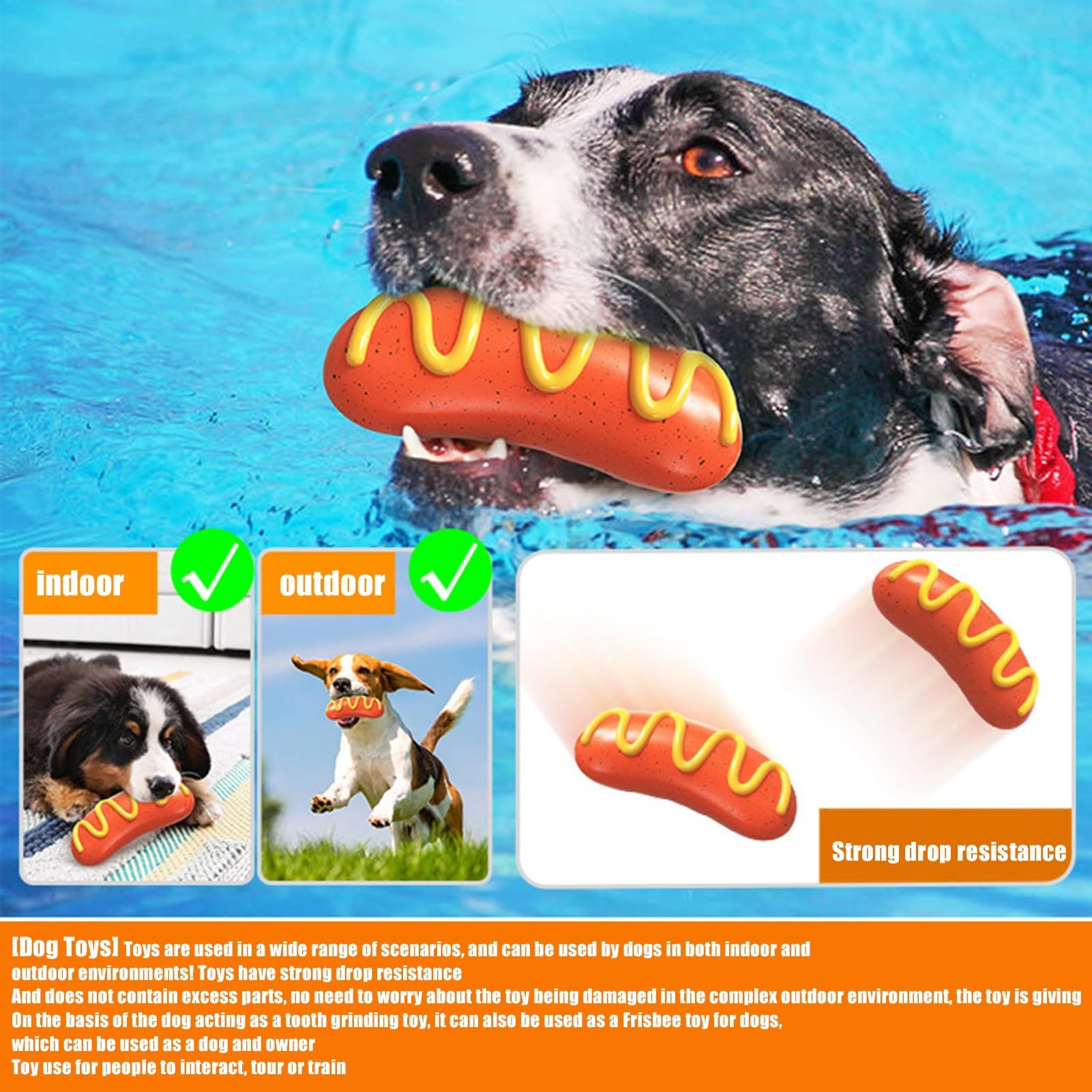 Dog Chew Toys, Indestructible Dog Squeaky Toys for Aggressive Chewers, Creative Sausage Shape Pet Dog Chewing Toy, Interactive