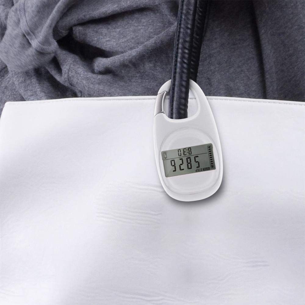3D Digital Pedometer with Clip, Walking Step Counter for Men Women Kids, Track Steps and Miles/Km Calories Burned (White)