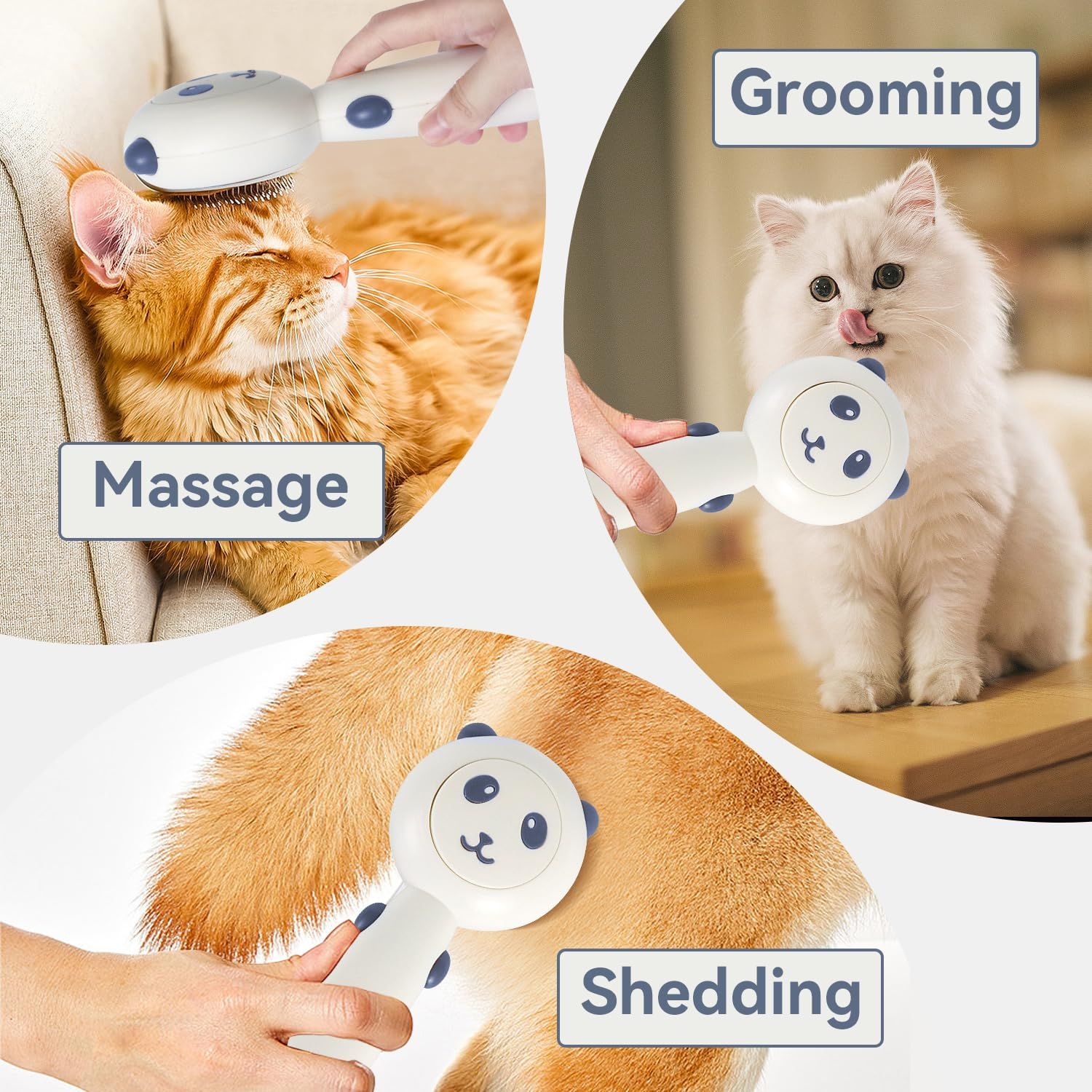 Cat Brush for Shedding, Dog Brush, Pet Grooming Self Cleaning Brush for Cats & Dogs, Cat Deshedding Brush Easily Removes (Blue)