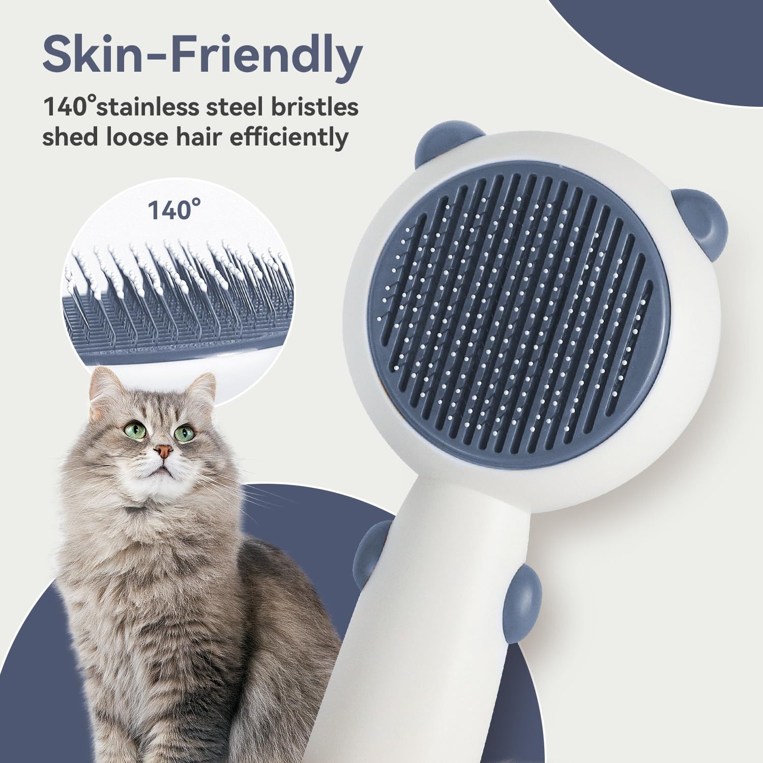 Cat Brush for Shedding, Dog Brush, Pet Grooming Self Cleaning Brush for Cats & Dogs, Cat Deshedding Brush Easily Removes (Blue)