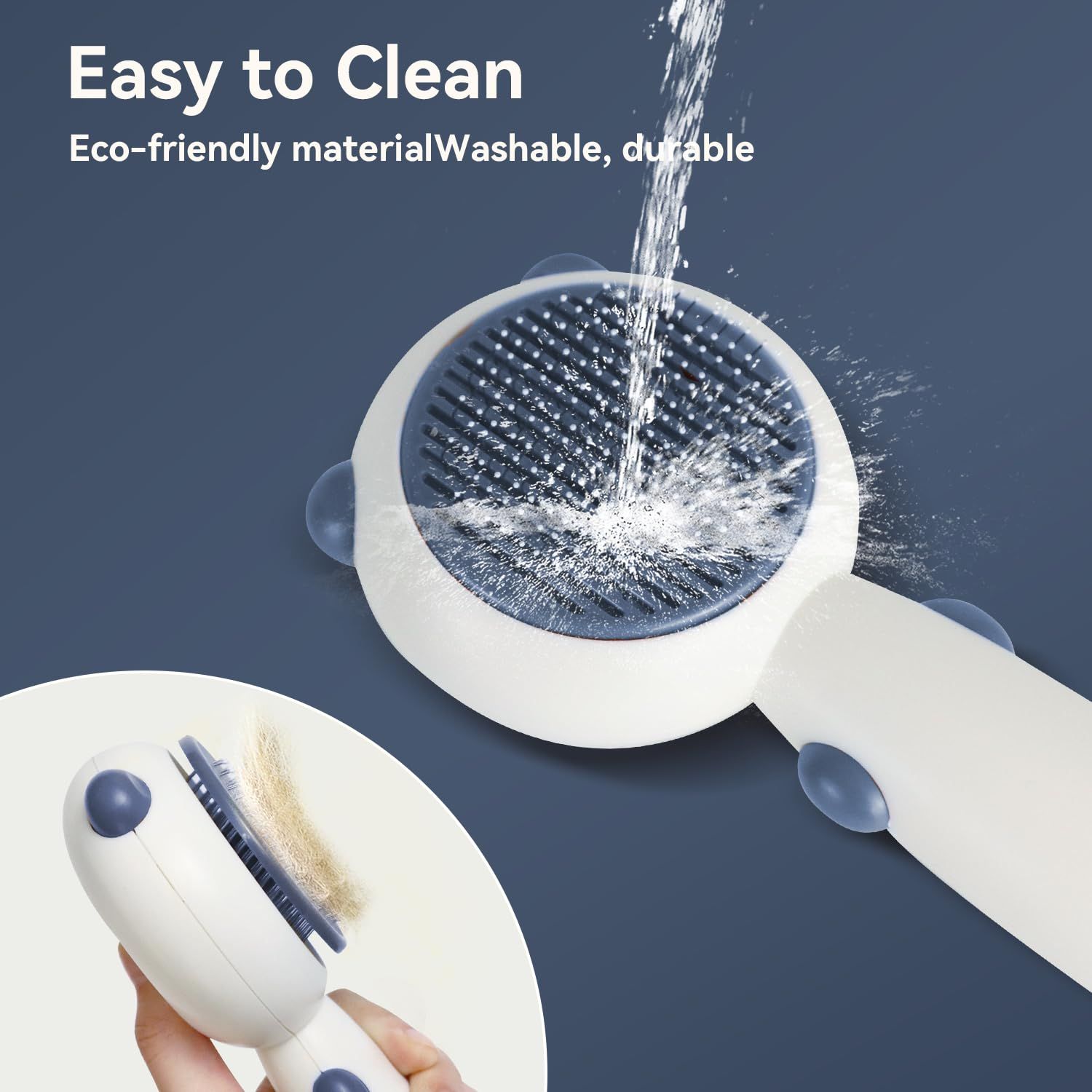 Cat Brush for Shedding, Dog Brush, Pet Grooming Self Cleaning Brush for Cats & Dogs, Cat Deshedding Brush Easily Removes (Blue)