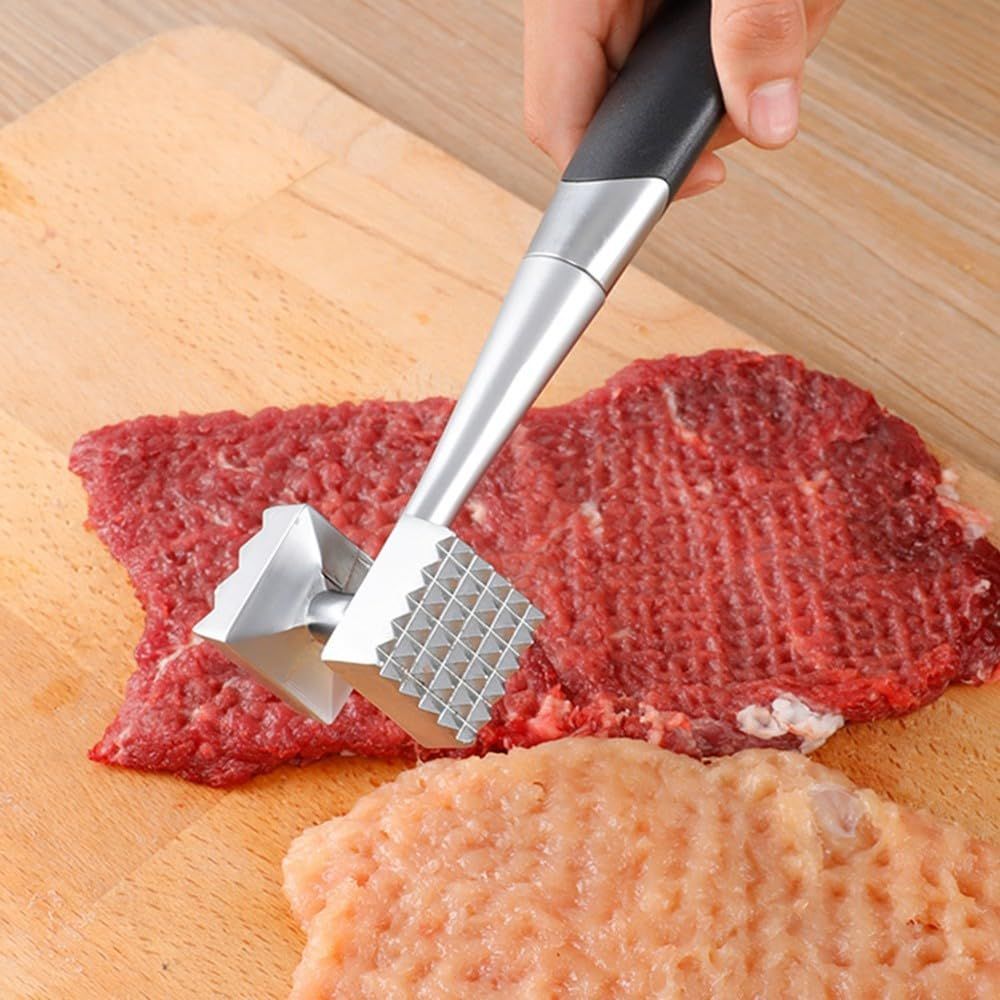 Dual-Sided Nails Meat Mallet Heavy Duty Meat Hammer with Comfortable Grip Handle for Steak Chicken Fish Maximize Food Flavor