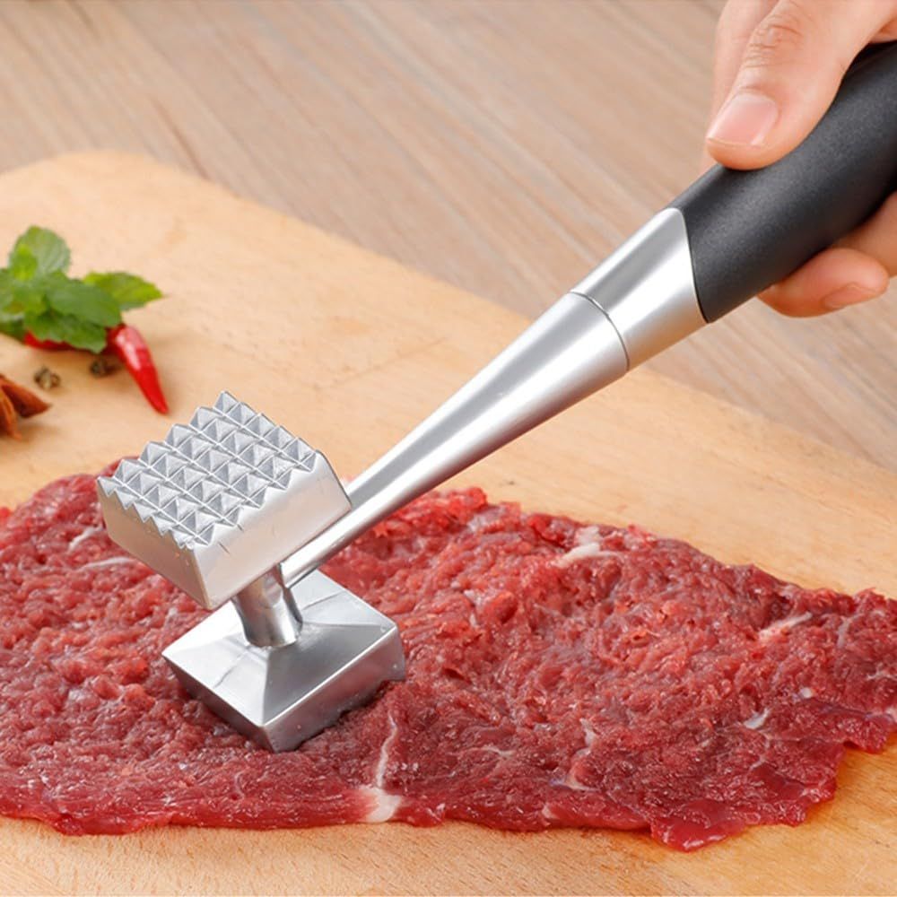 Dual-Sided Nails Meat Mallet Heavy Duty Meat Hammer with Comfortable Grip Handle for Steak Chicken Fish Maximize Food Flavor