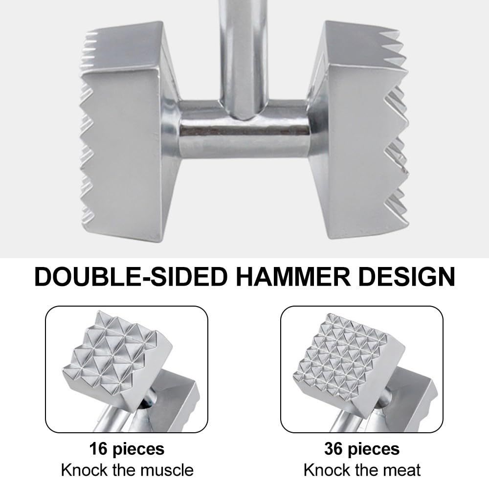 Dual-Sided Nails Meat Mallet Heavy Duty Meat Hammer with Comfortable Grip Handle for Steak Chicken Fish Maximize Food Flavor