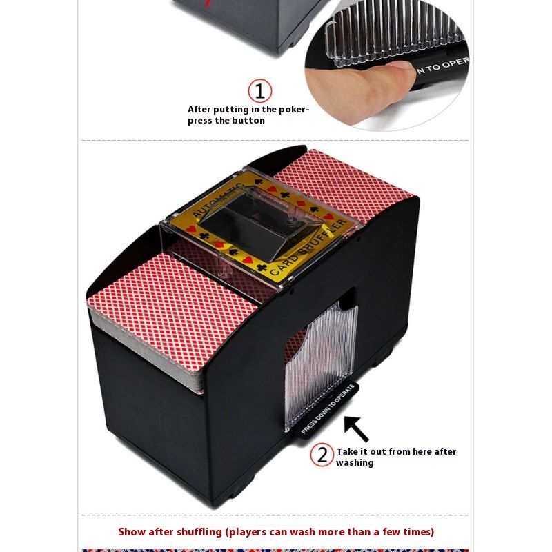 2 Decks black Automatic Card Dealer Machine,Card Fast Accurate & Stable Smooth Dealing, Playing Card Table Accessories