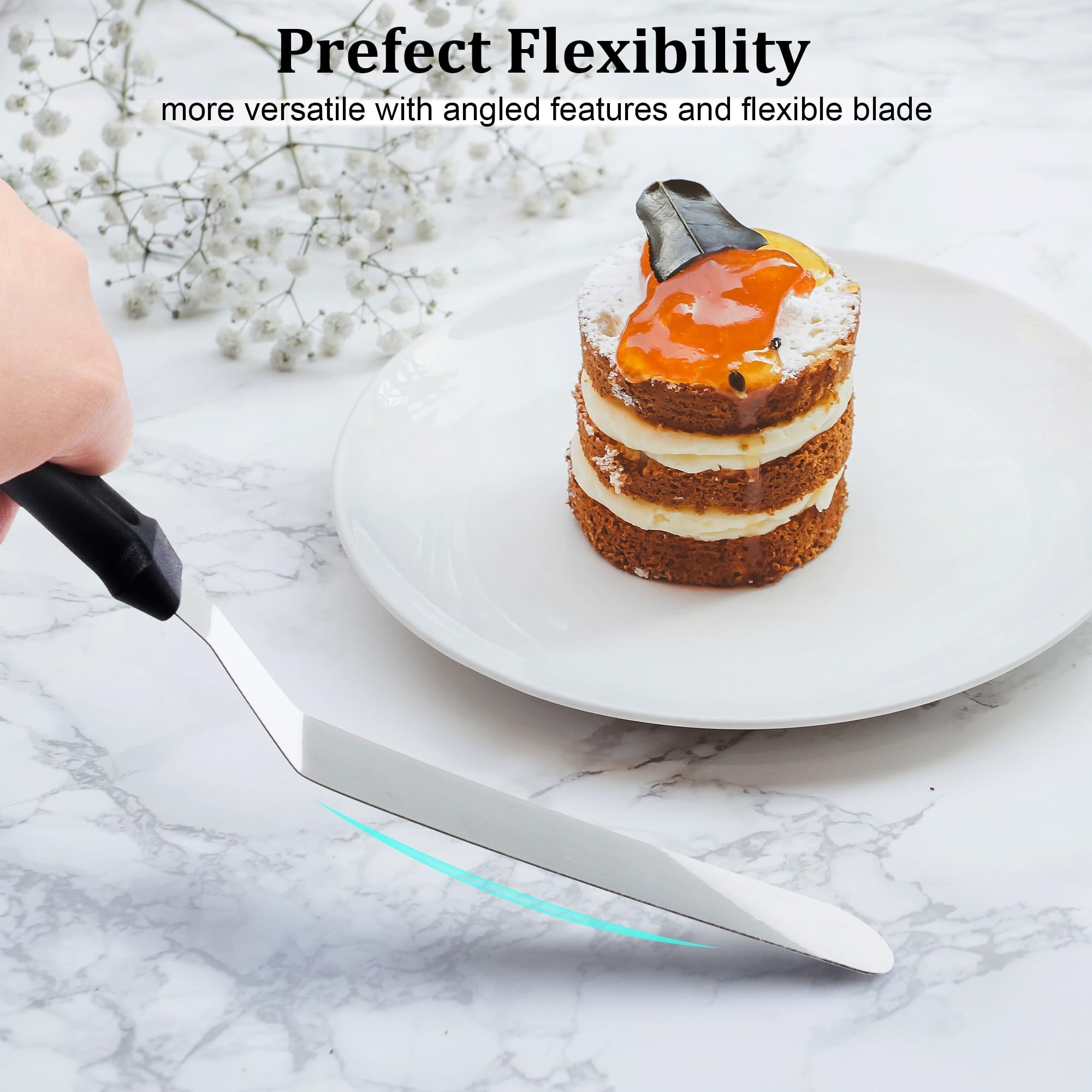 （14.56in）Icing Spatulas, Offset Spatula Stainless of Plastic Handle Offset Spatula for Cake Decorating Pastry and Baking