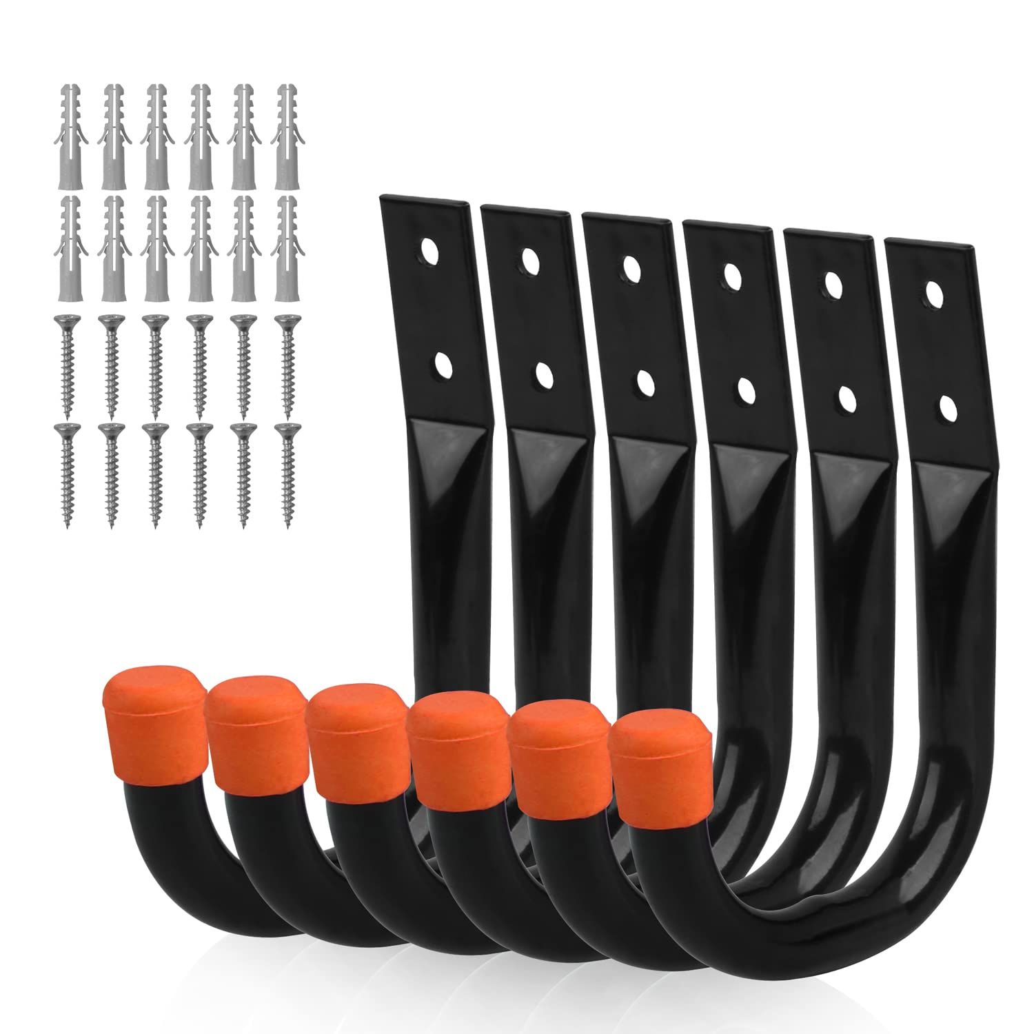 Garage Hook - 6PCS Heavy Duty J Hooks Utility, Wall Mount Utility Hooks, Steel Anti-Slip Garage Storage Hooks for Ladder