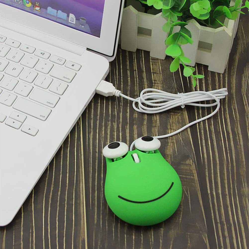 Wired Mouse Cartoon Mini Mouse Novelty Portable Computer Mouse Unique Small Desktop Mouse Laptop PC Mouse for Kids (Green)