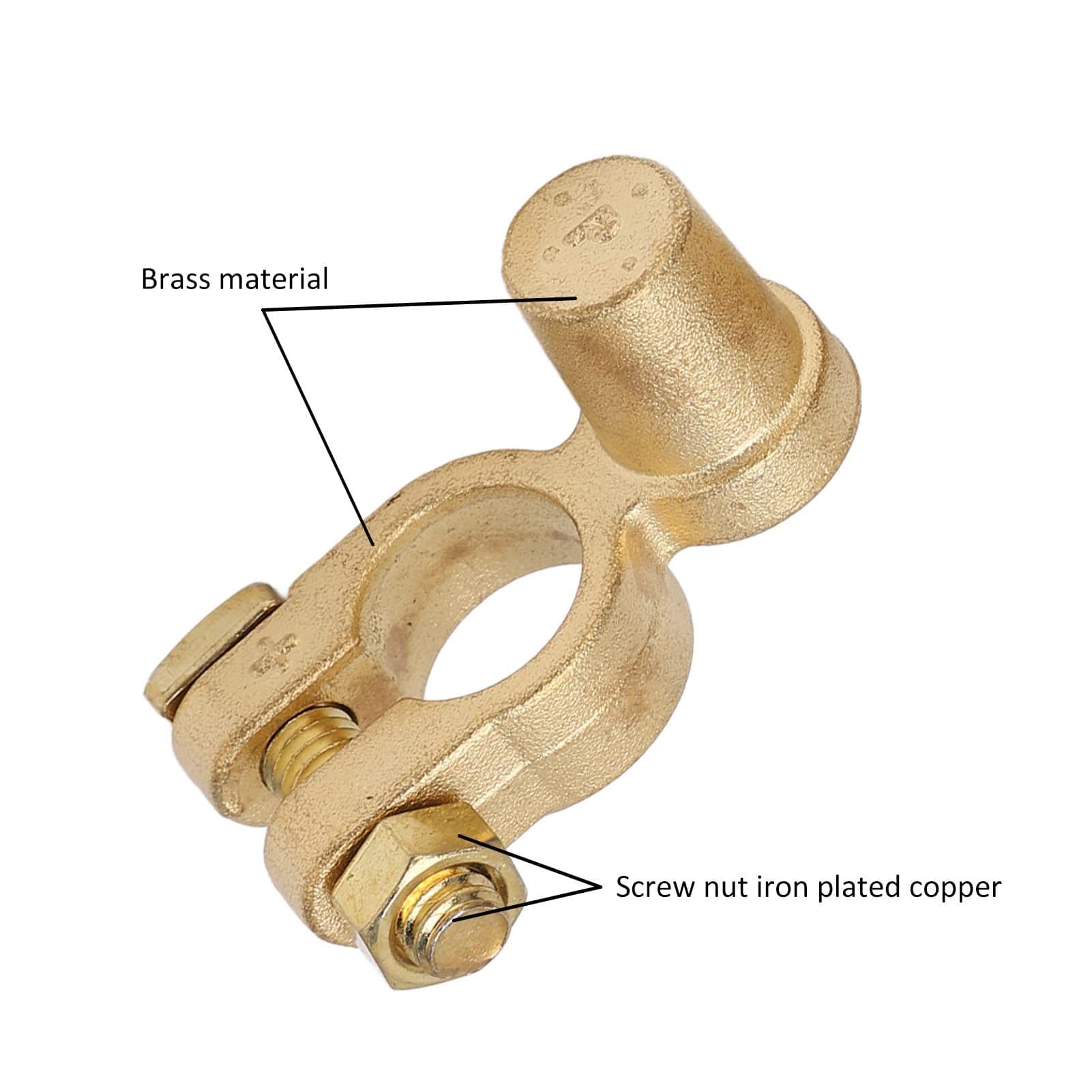Battery Terminal Connector 2pcs Brass Positive Negative Top Pillar