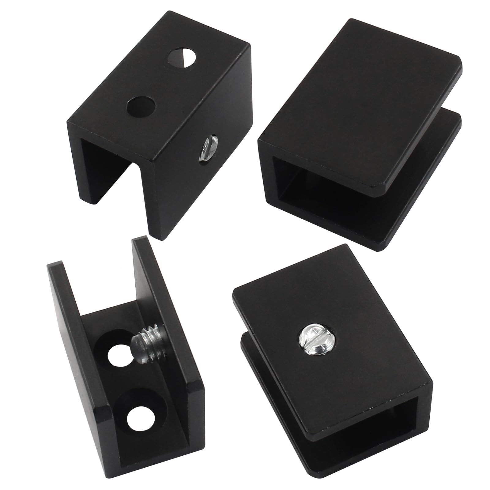 Pack of 8 Aluminum Alloy Square Glass Shelf Clamp Clip Holder Support Bracket (B: Suitable for 5-8 mm Thick Glass)
