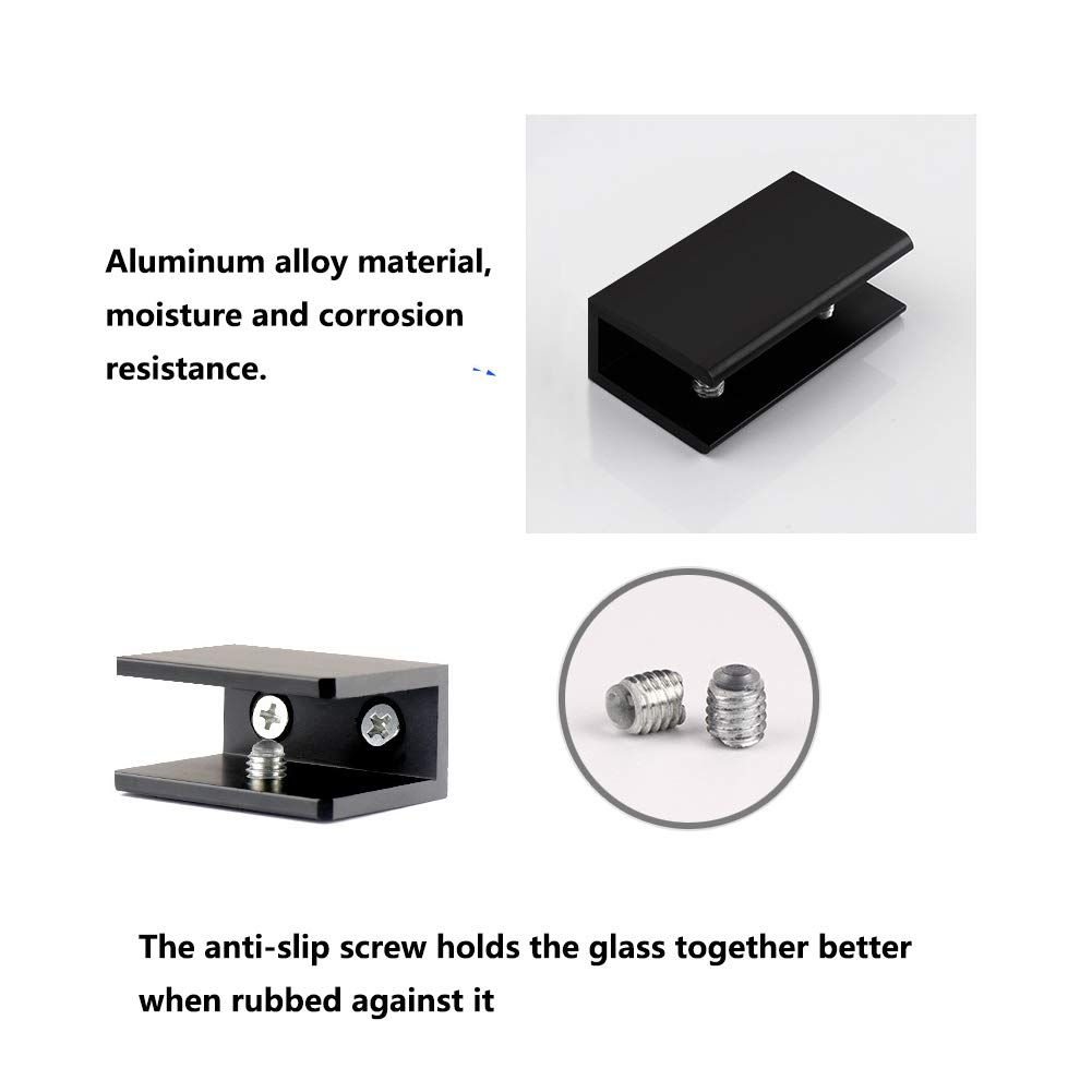 Pack of 8 Aluminum Alloy Square Glass Shelf Clamp Clip Holder Support Bracket (B: Suitable for 5-8 mm Thick Glass)