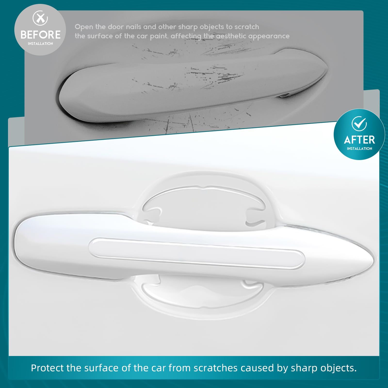 8PCS Car Door Handle Protector, Auto Door Bowl Anti-Scratches Silicone Guards, Car Bumper Rearview Mirrors Anti-Collision Strips