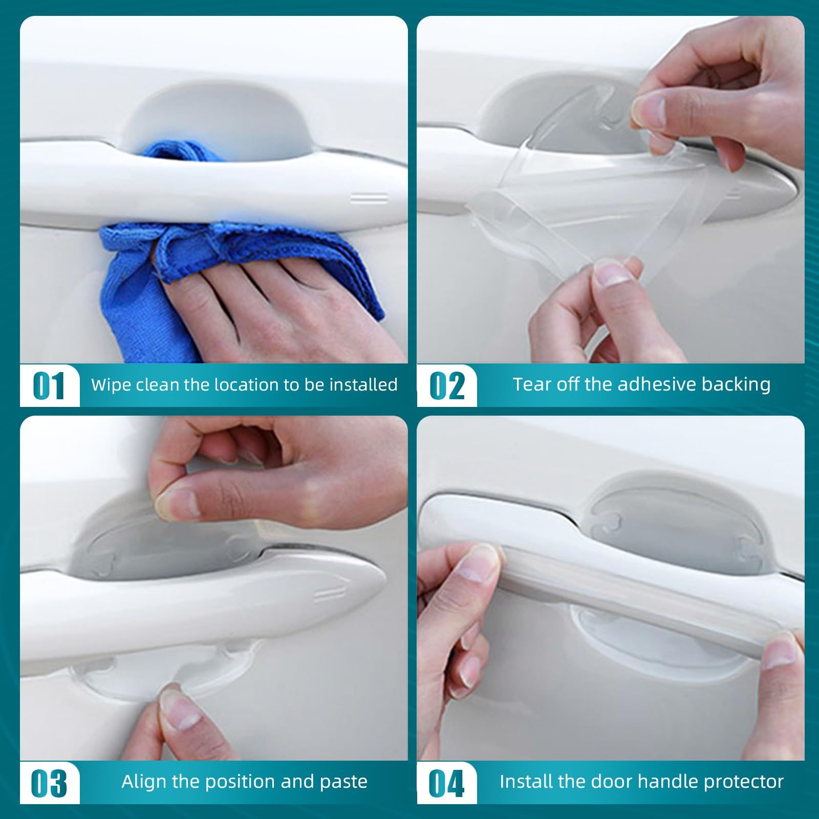8PCS Car Door Handle Protector, Auto Door Bowl Anti-Scratches Silicone Guards, Car Bumper Rearview Mirrors Anti-Collision Strips