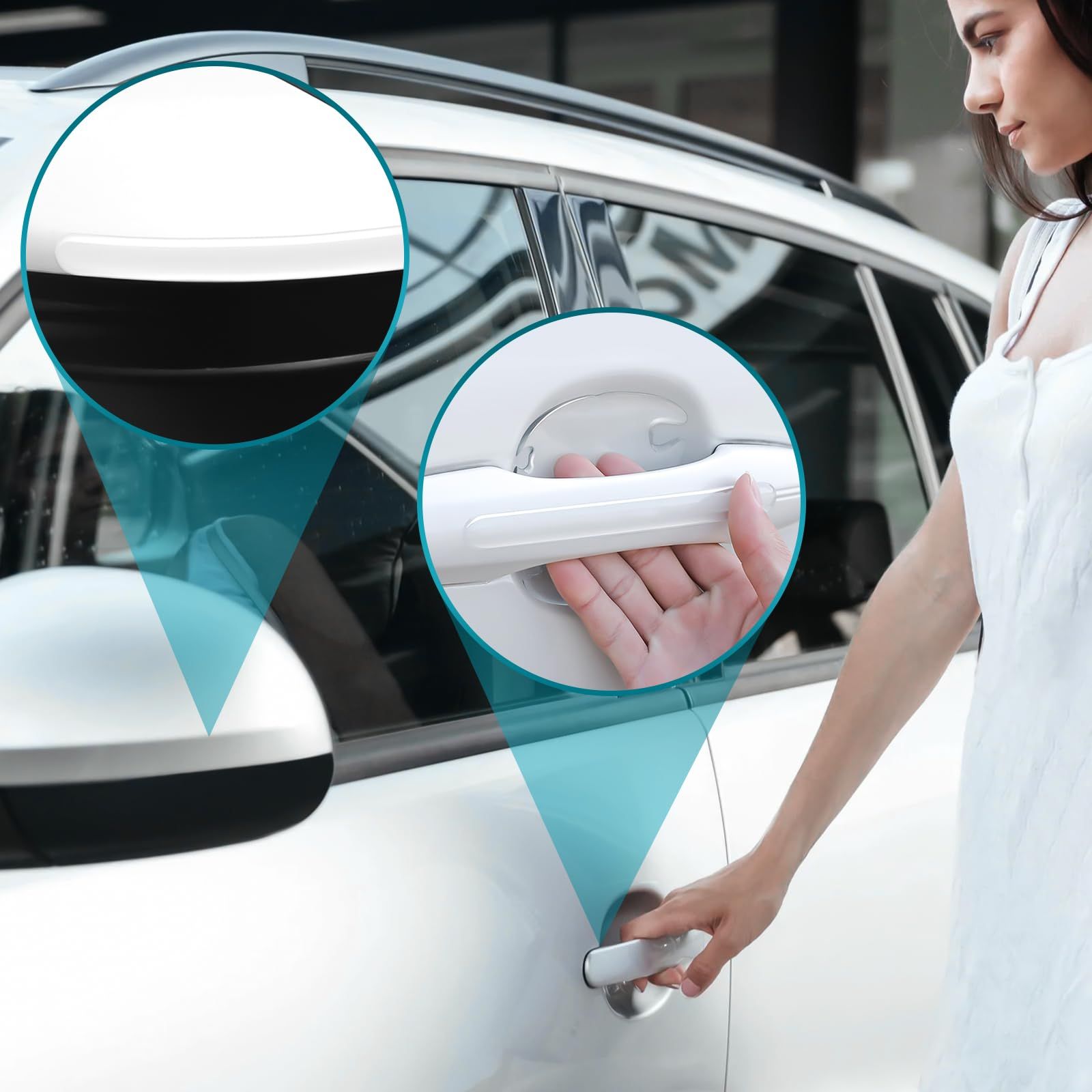 8PCS Car Door Handle Protector, Auto Door Bowl Anti-Scratches Silicone Guards, Car Bumper Rearview Mirrors Anti-Collision Strips