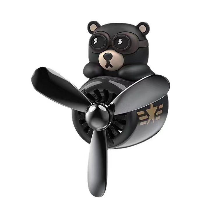 Black Bear in Car Air Automotive Air Outlet Creative Car Perfume Fragrance a nice decoration for your car（6.2*6*5.3 cm）