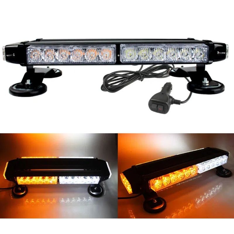 38 cm Yellow white Automotive Rooftop Beacon Warning Emergency Flashing Snow Plow Light Bar Double Side Strobe Light Traffic