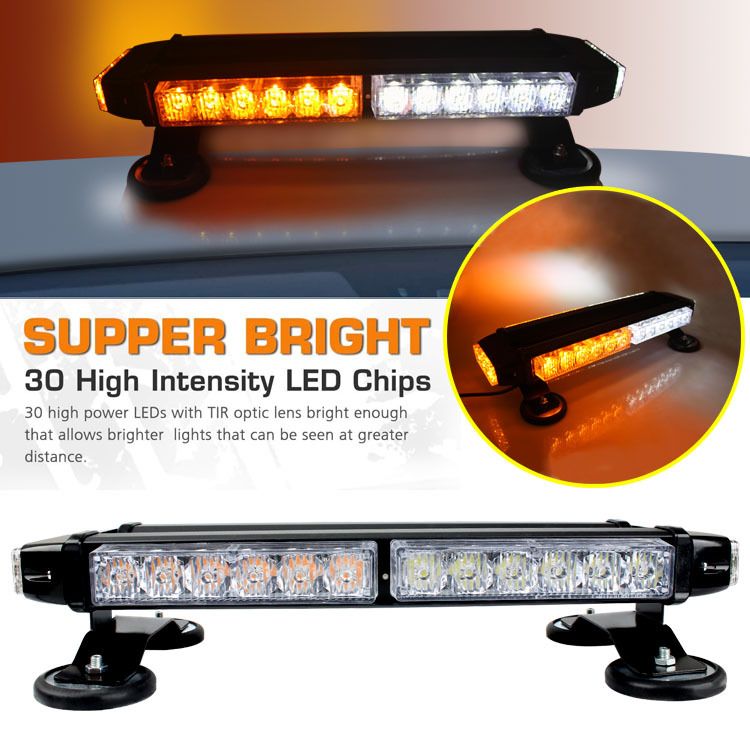 38 cm Yellow white Automotive Rooftop Beacon Warning Emergency Flashing Snow Plow Light Bar Double Side Strobe Light Traffic